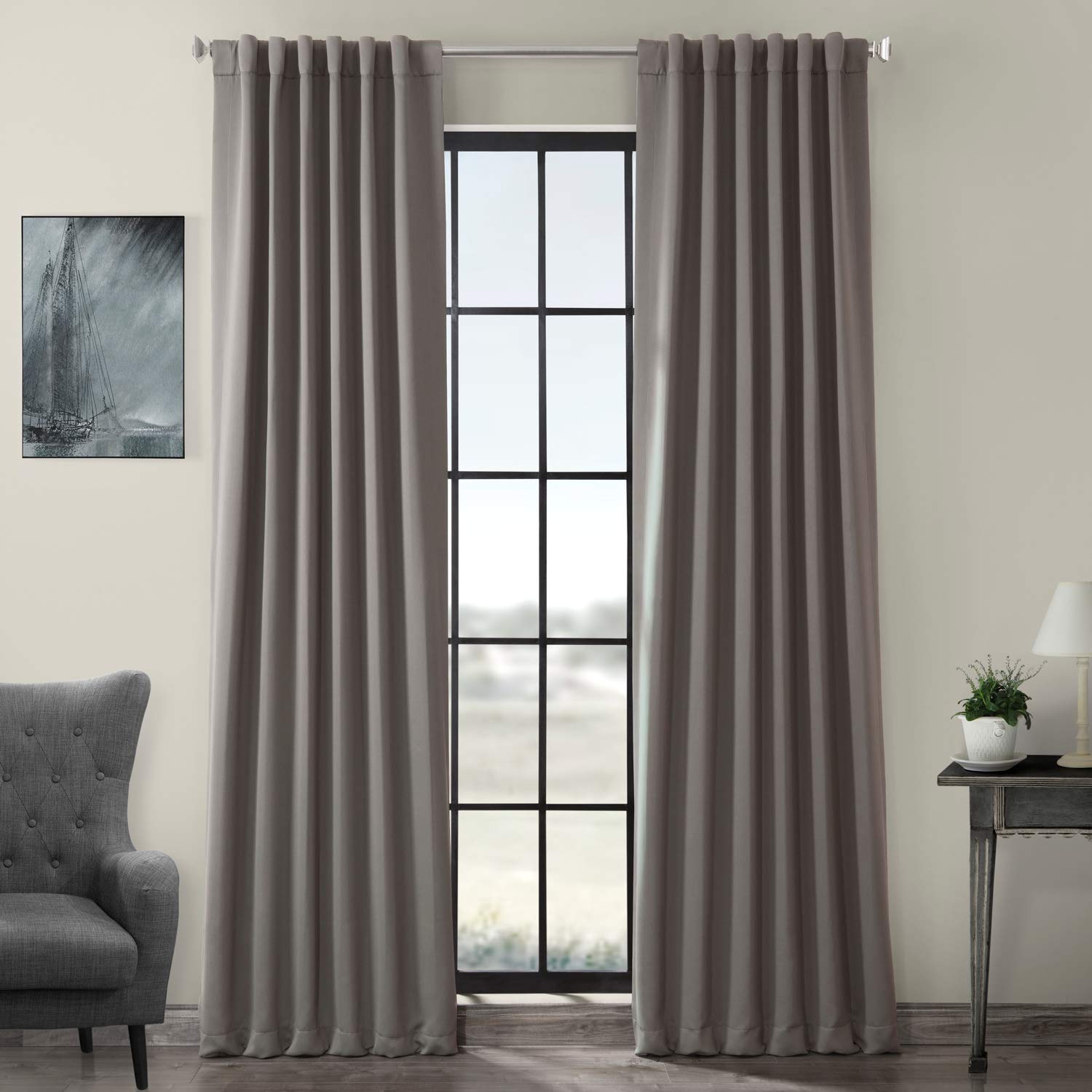 Room Darkening Curtains 84 Inches Long - Blackout Drapes for Bedroom & Living Room (1 Panel, 50x84, Neutral Grey) | Perfect for Light Control, Privacy & Home Decor
