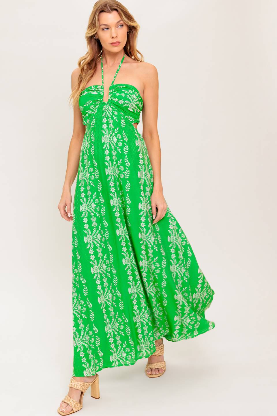 Drifting Sands Maxi Dress in Green - Flowy Summer Beach Dress for Women, Perfect for Vacations, Parties & Casual Outings