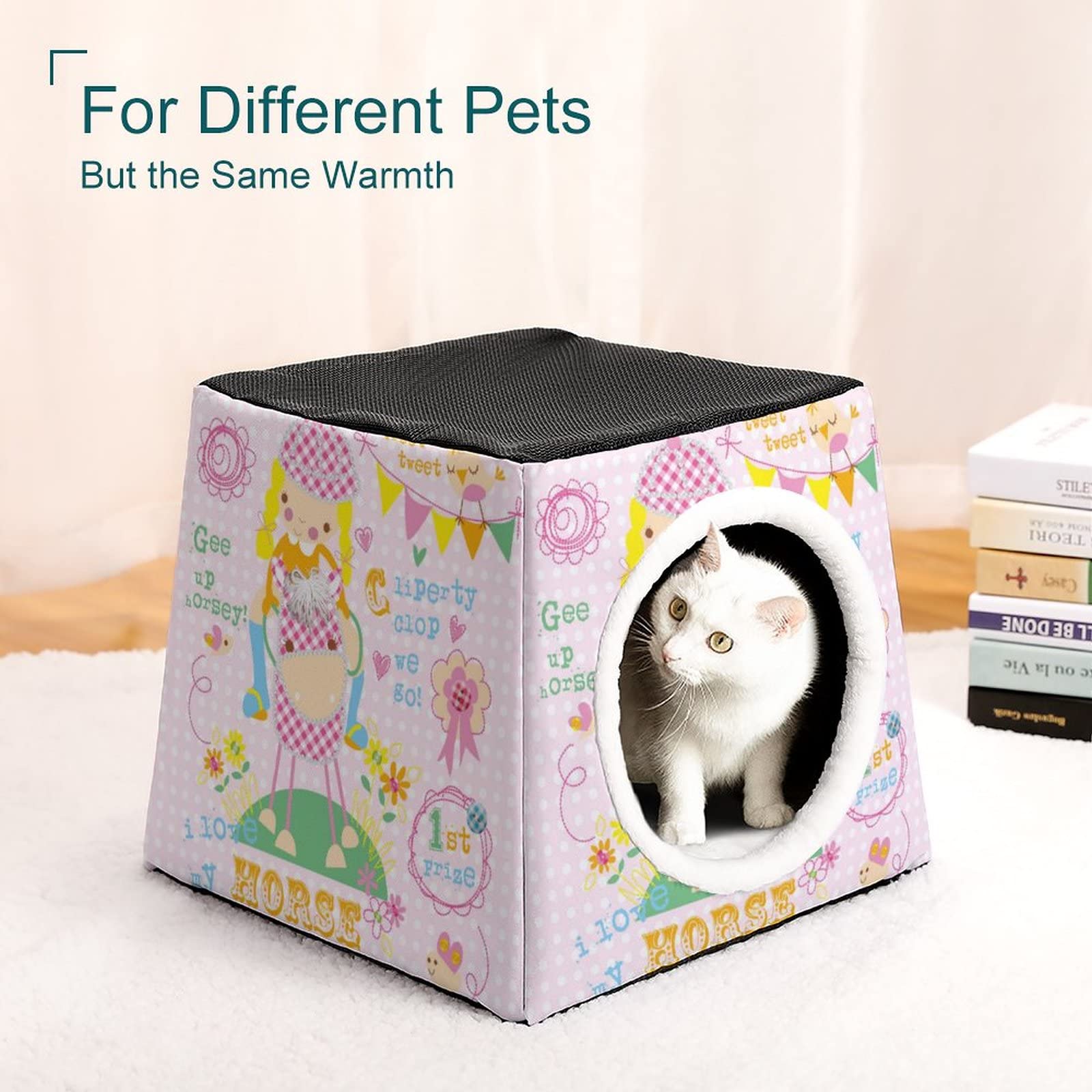 3-in-1 Foldable Cat House with Removable Cushion - Multi-Functional Cat Bed, Sofa & Scratching Post - Pink Pet Furniture for Indoor Cats - Perfect for Playtime, Napping & Lounging in Living Rooms or Bedrooms