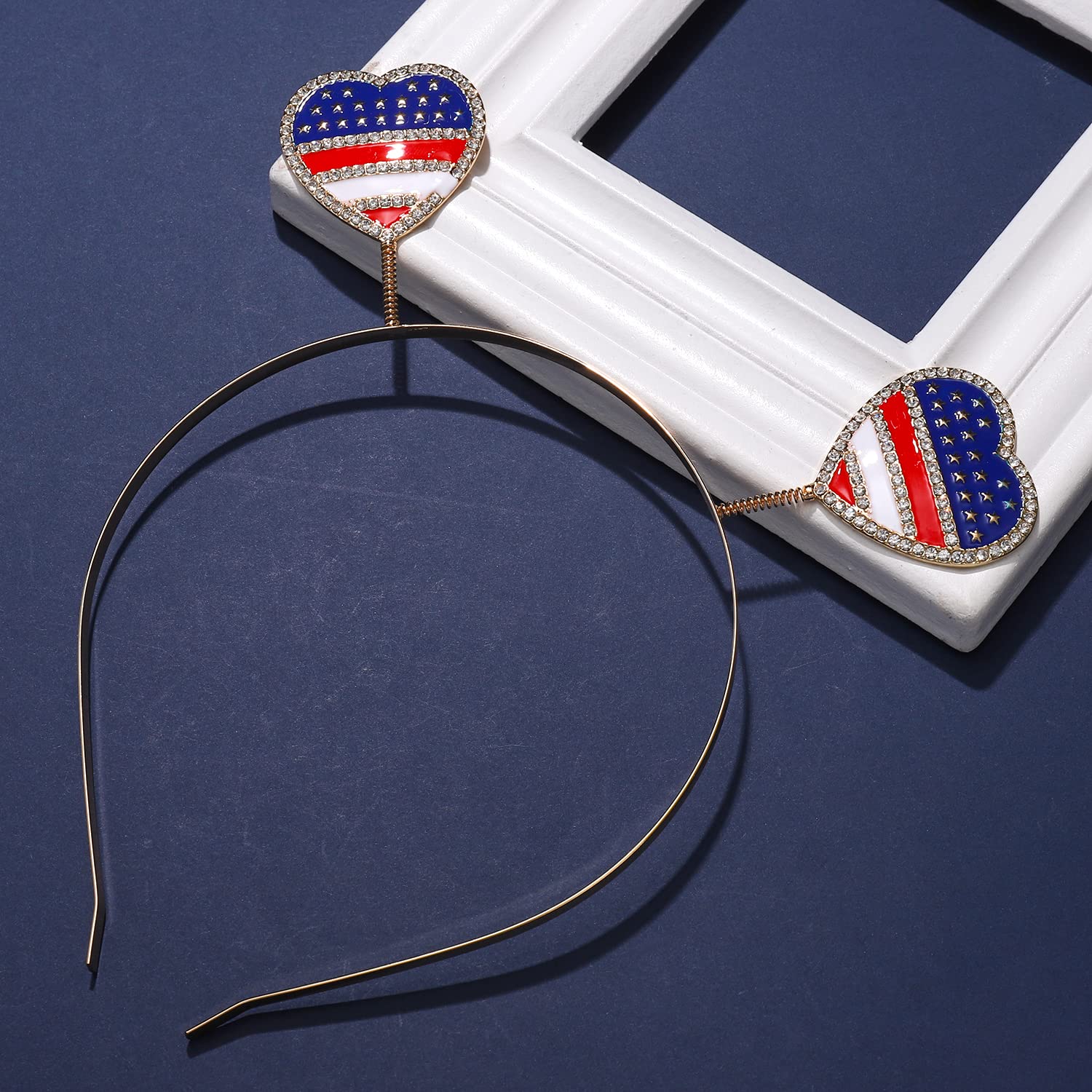 2PCS American Flag Headbands for Women - Patriotic 4th of July Hair Accessories with Heart & Star Designs - Perfect for Independence Day Parties, Festivals & Patriotic Events
