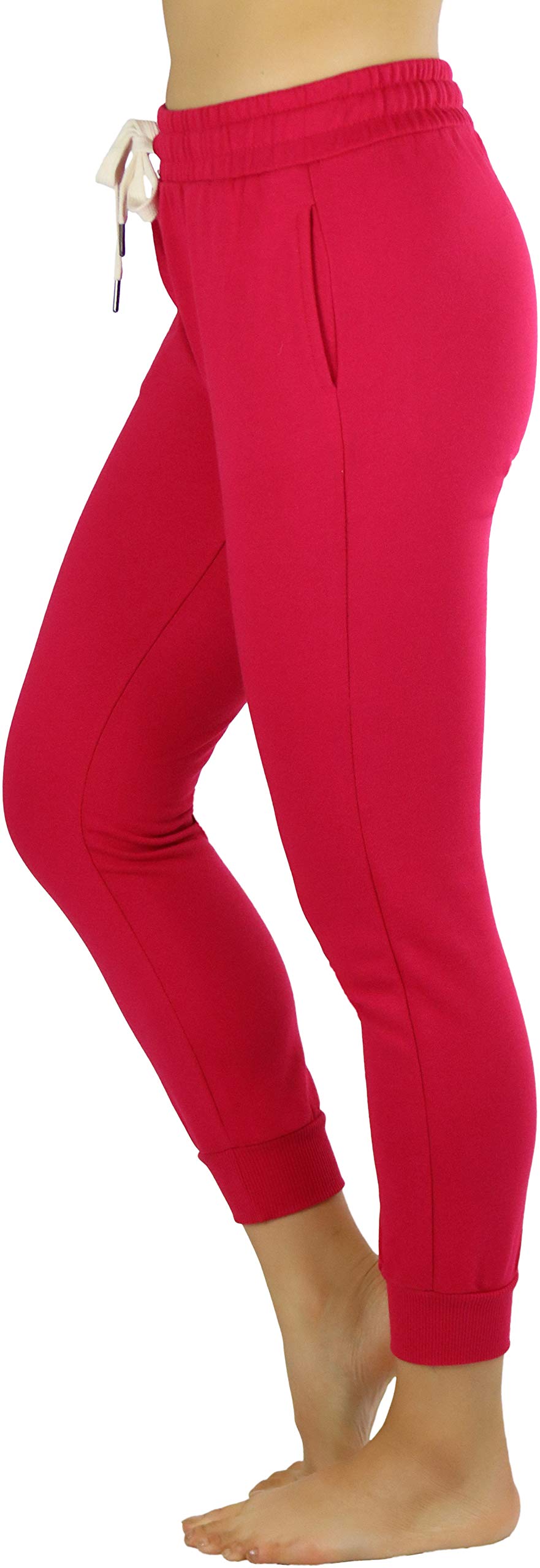 ToBeInStyle Women's French Terry Capri Jogger Pants with Drawstring Waistband - Comfortable Lounge & Workout Pants for Yoga, Running, and Casual Wear