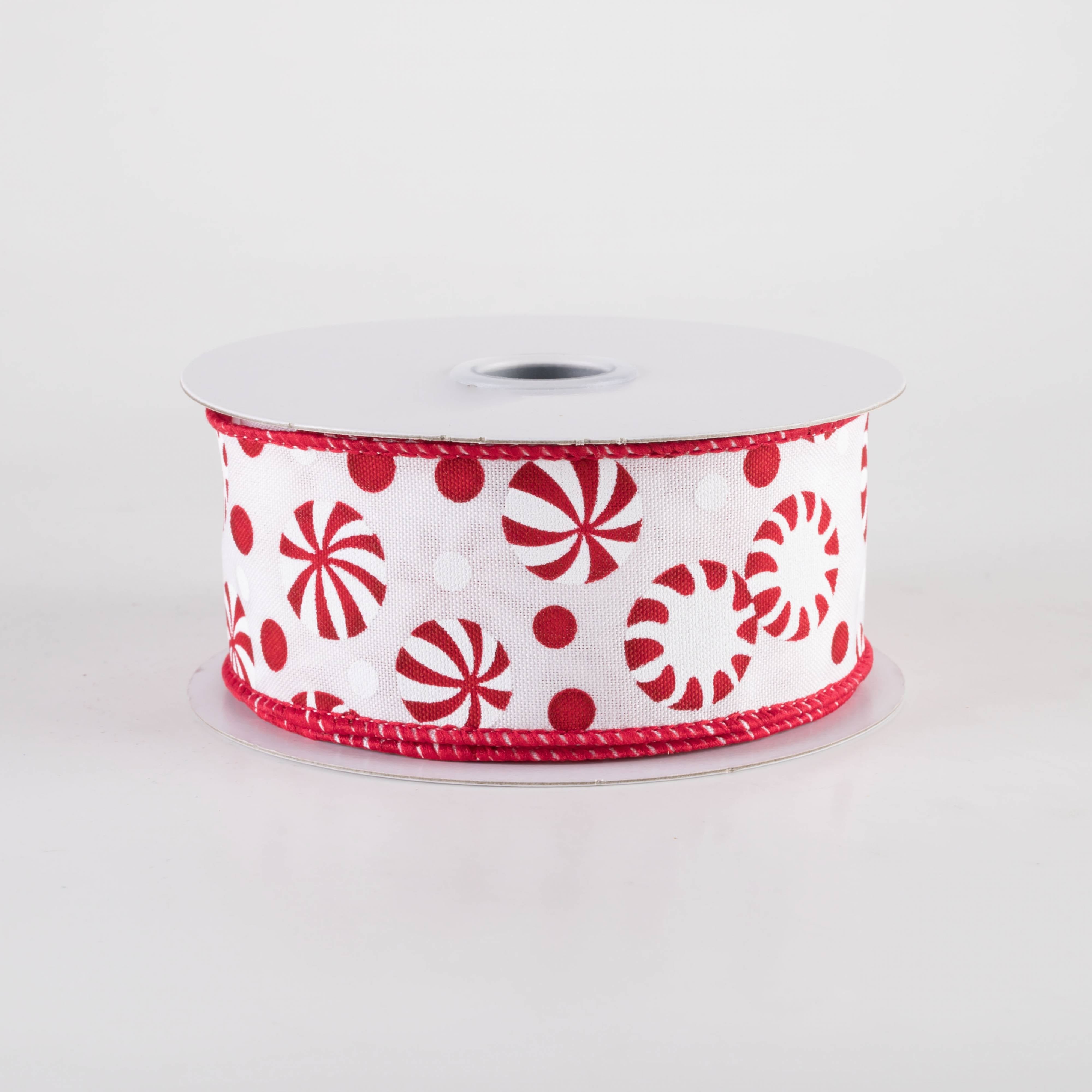 1.5 Inch Christmas Candy Peppermint Striped Ribbon - Red & White Decorative Ribbon (10 Yards) for Gift Wrapping, Tree Decorations & Holiday Crafts