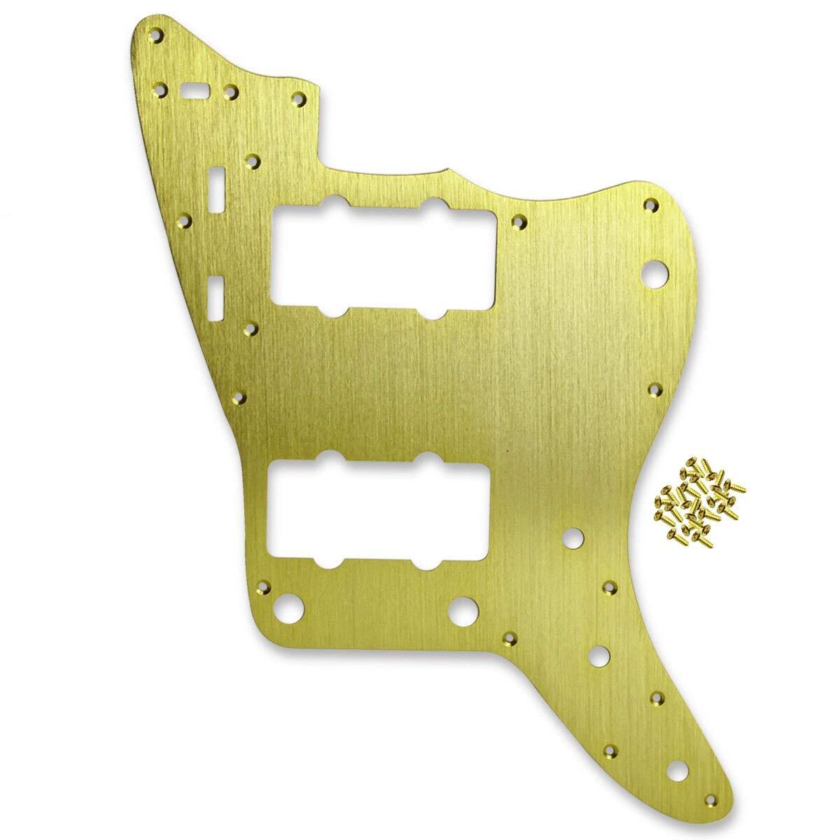 Gold Metal Guitar Pickguard 1Ply with Screws - Vintage Style Replacement for US Jazzmaster Guitar - Perfect for DIY Repairs & Custom Upgrades