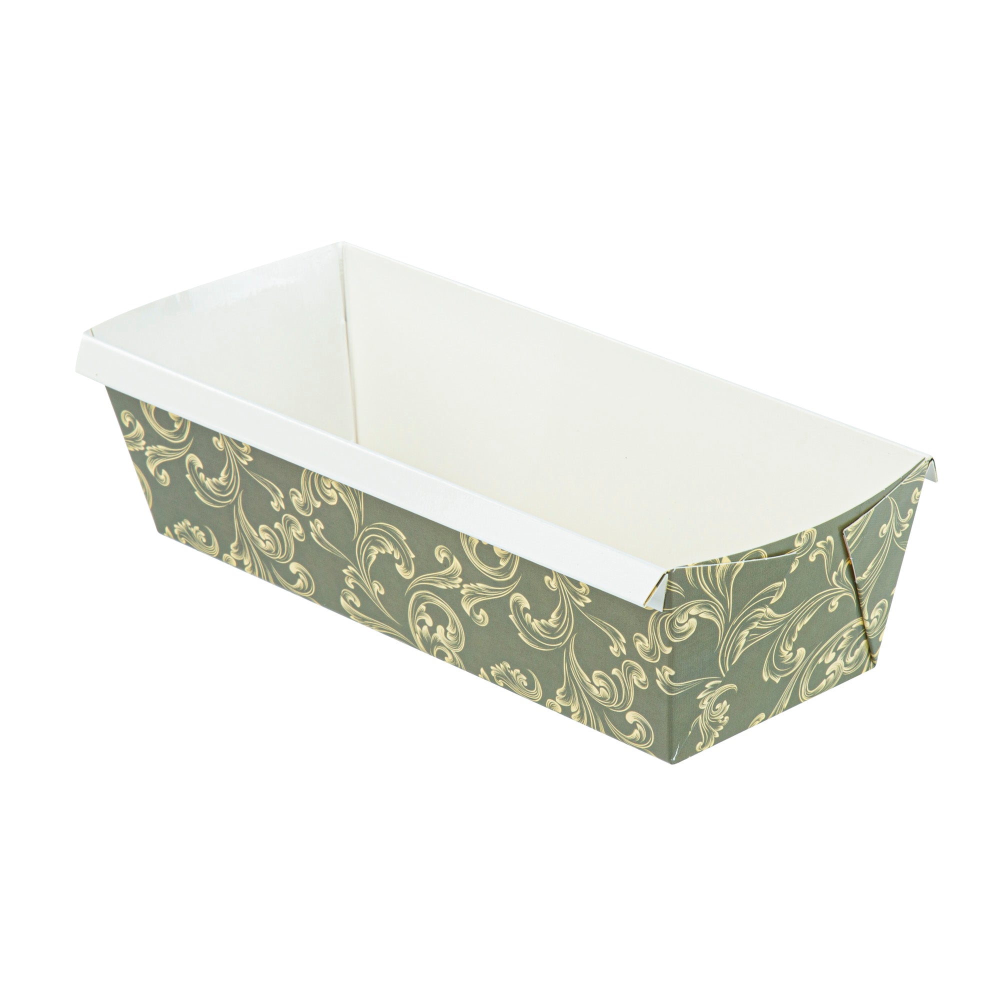 Bake Tek 54 oz Dark Green Vintage Floral Greaseproof Paper Loaf Pans - 10.25
