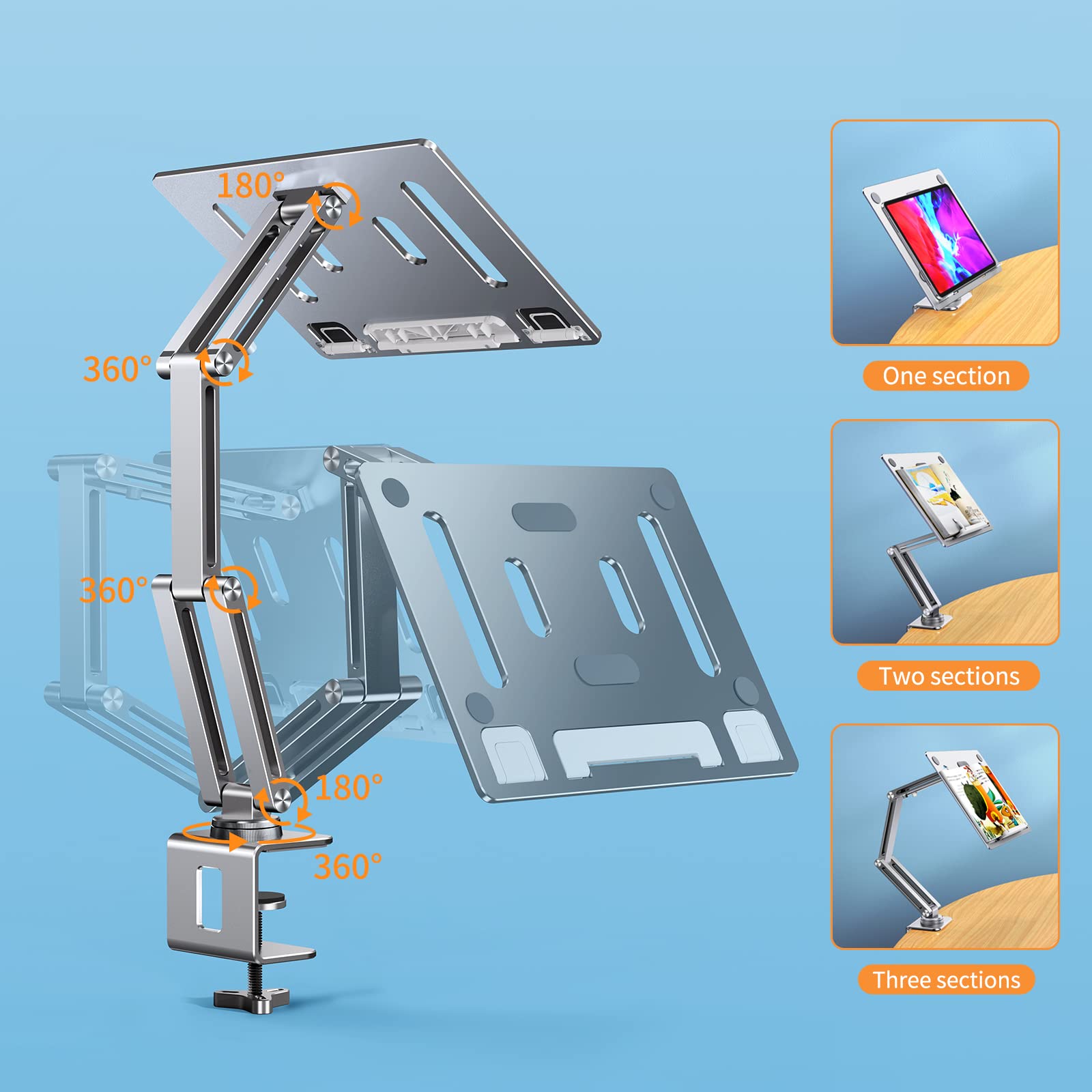 360° Rotatable OATSBASF Tablet Stand - Adjustable iPad Holder for Desk, Portable Monitor Stand for Computer, Cookbooks & Recipes | Perfect for Home Office, Kitchen & Reading