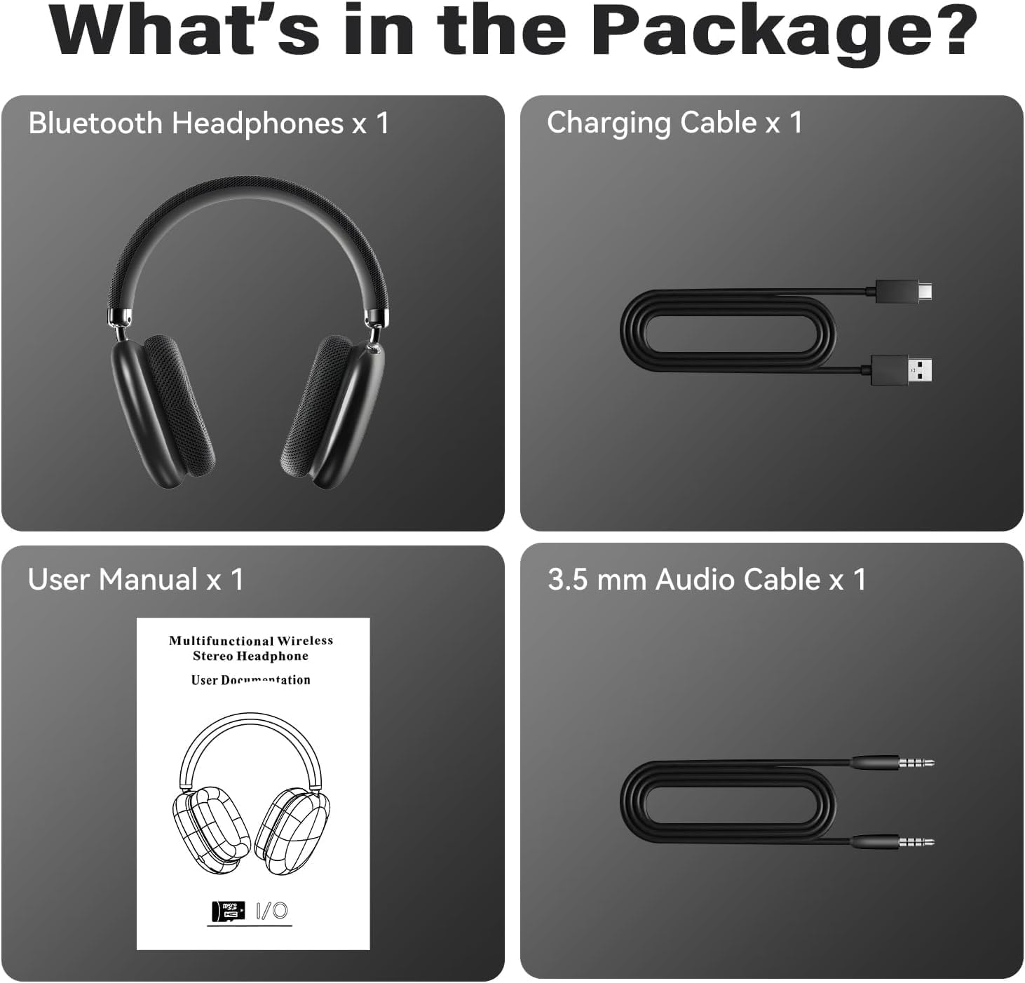 Premium Wireless Over-Ear Headphones with Active Noise Cancelling, Bluetooth 5.0 & Built-in Mic - 42H Playtime, HiFi Sound, Adjustable Design for iPhone/Android/Samsung (Space Grey) - Perfect for Travel, Work & Gaming