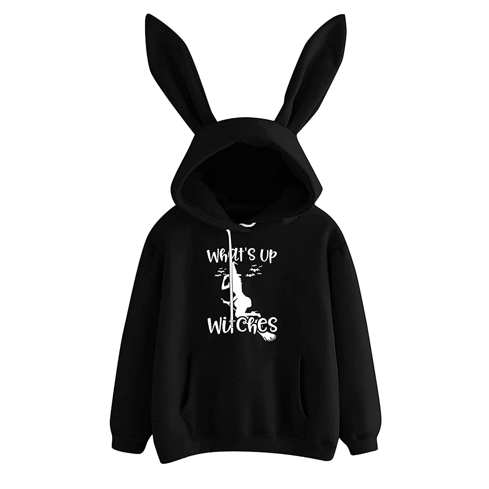 Cute Anime Rabbit Hoodie for Women - Long Sleeve Graphic Pullover Sweatshirt with Ears | Junior Girls' Casual Wear for Cosplay & Daily Outfits