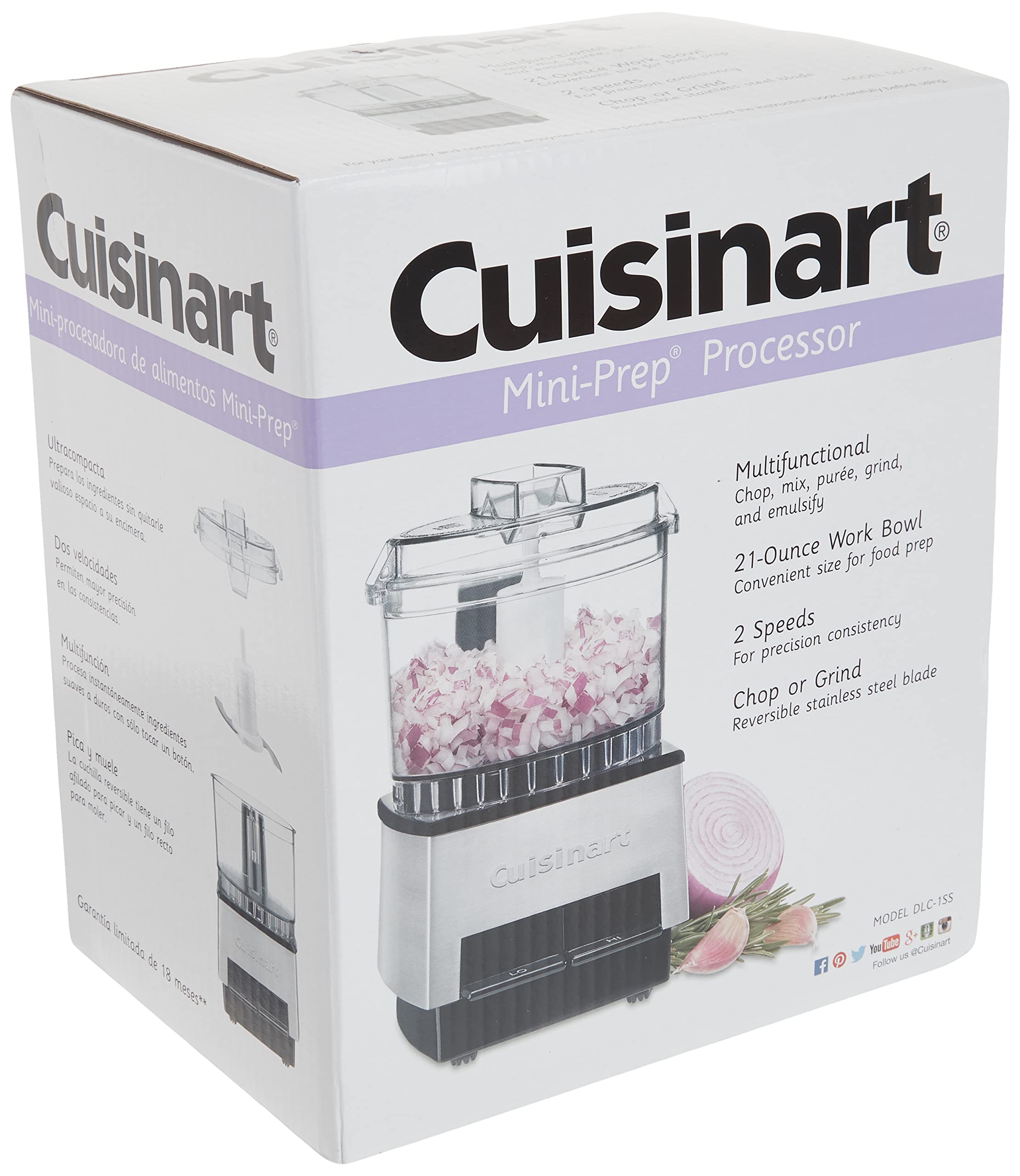 Cuisinart Mini PREP 2.63 Cup Food Processor - Compact & Powerful Silver Blender for Chopping, Slicing, Pureeing - Perfect for Small Kitchens, Baby Food & Meal Prep