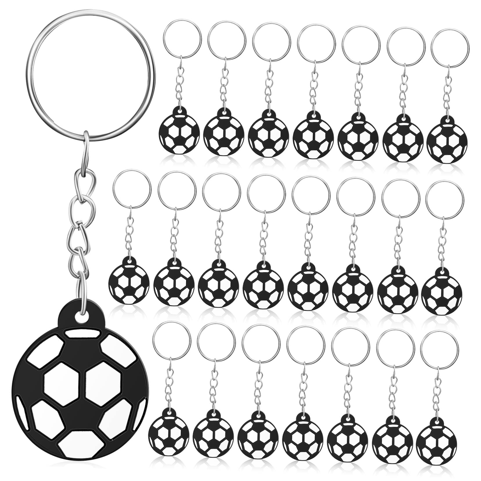 SUPVOX 24 Pcs Soccer Keychain Set - Football Pendant Key Rings for Sports Enthusiasts, Team Party Favors, and Game Day Giveaways
