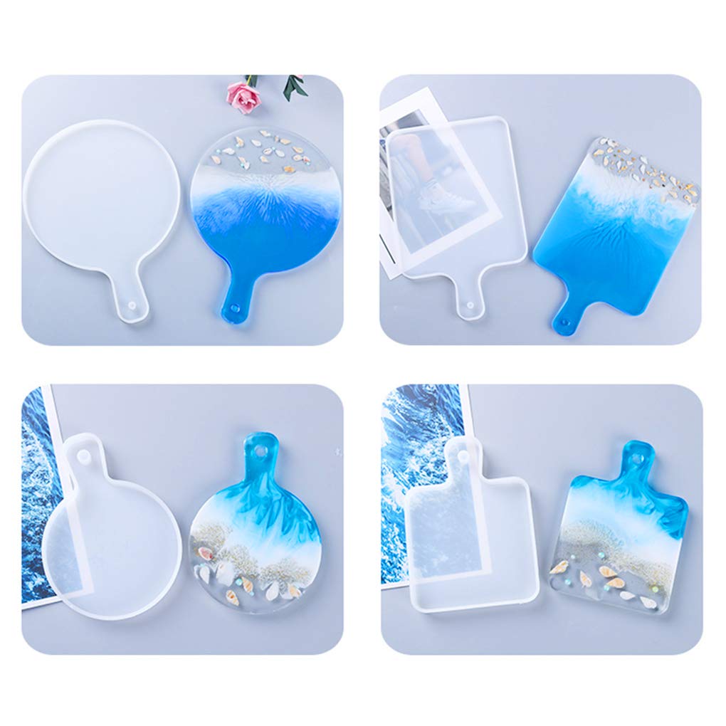 FineInno 4-Piece Rectangle & Round Silicone Resin Tray Molds for DIY Epoxy Cutting Boards & Serving Trays - Perfect for Home Decor, Kitchen Use, and Craft Projects