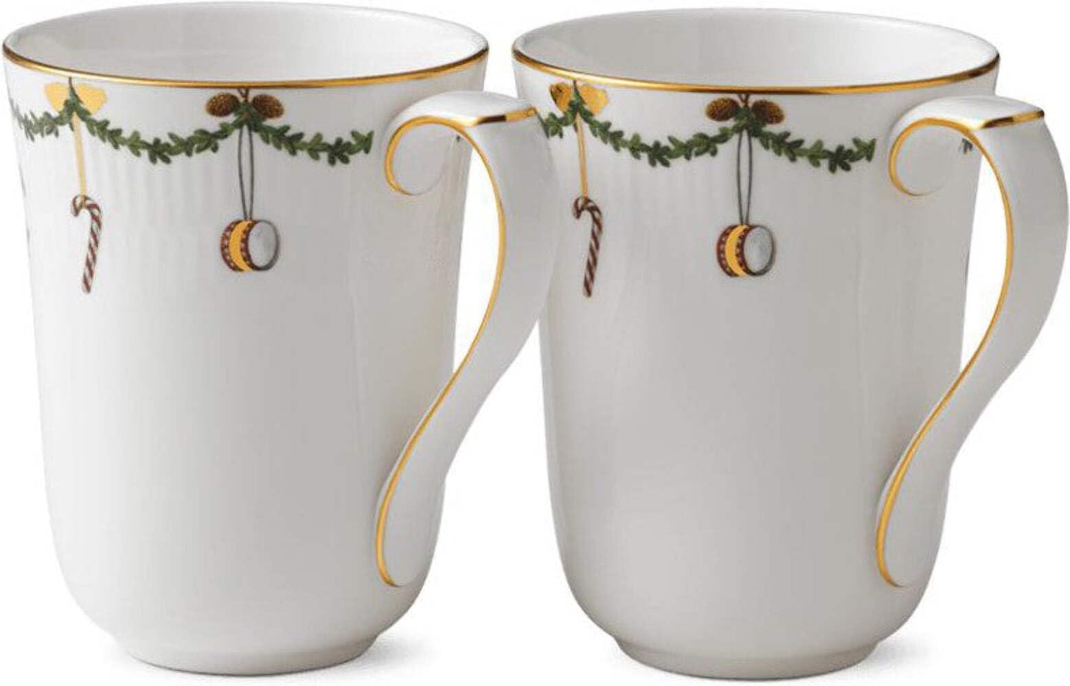 Royal Copenhagen 1017449 Star Fluted Christmas Porcelain Tea Cup Set of 2 - Holiday Tableware for Festive Tea Parties & Cozy Winter Gatherings