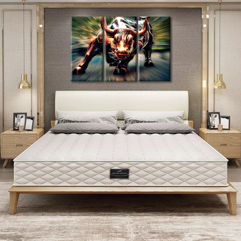 Courageous and Powerful Bull Canvas Wall Art - 3 Panel Framed Painting for Living Room, Bedroom & Office Decor - 36x24 Inches Ready to Hang - Perfect for Modern Home, Office & Man Cave Decor
