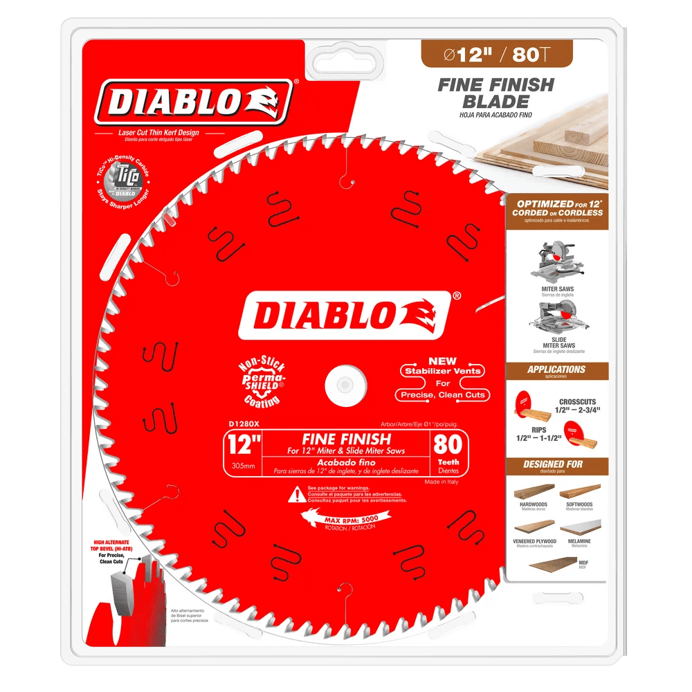 12 Inch x 80 Tooth Fine Finish Saw Blade - 4 Pack | Premium Circular Saw Blades for Woodworking, Plywood & MDF Cutting | Perfect for DIY Projects & Professional Use