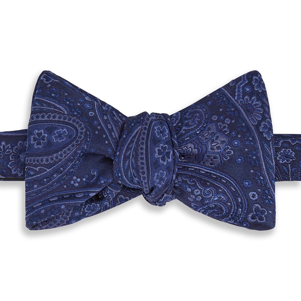 Elegant Blue Large Paisley Woven Silk Bow Tie for Men - Perfect for Weddings, Formal Events & Special Occasions