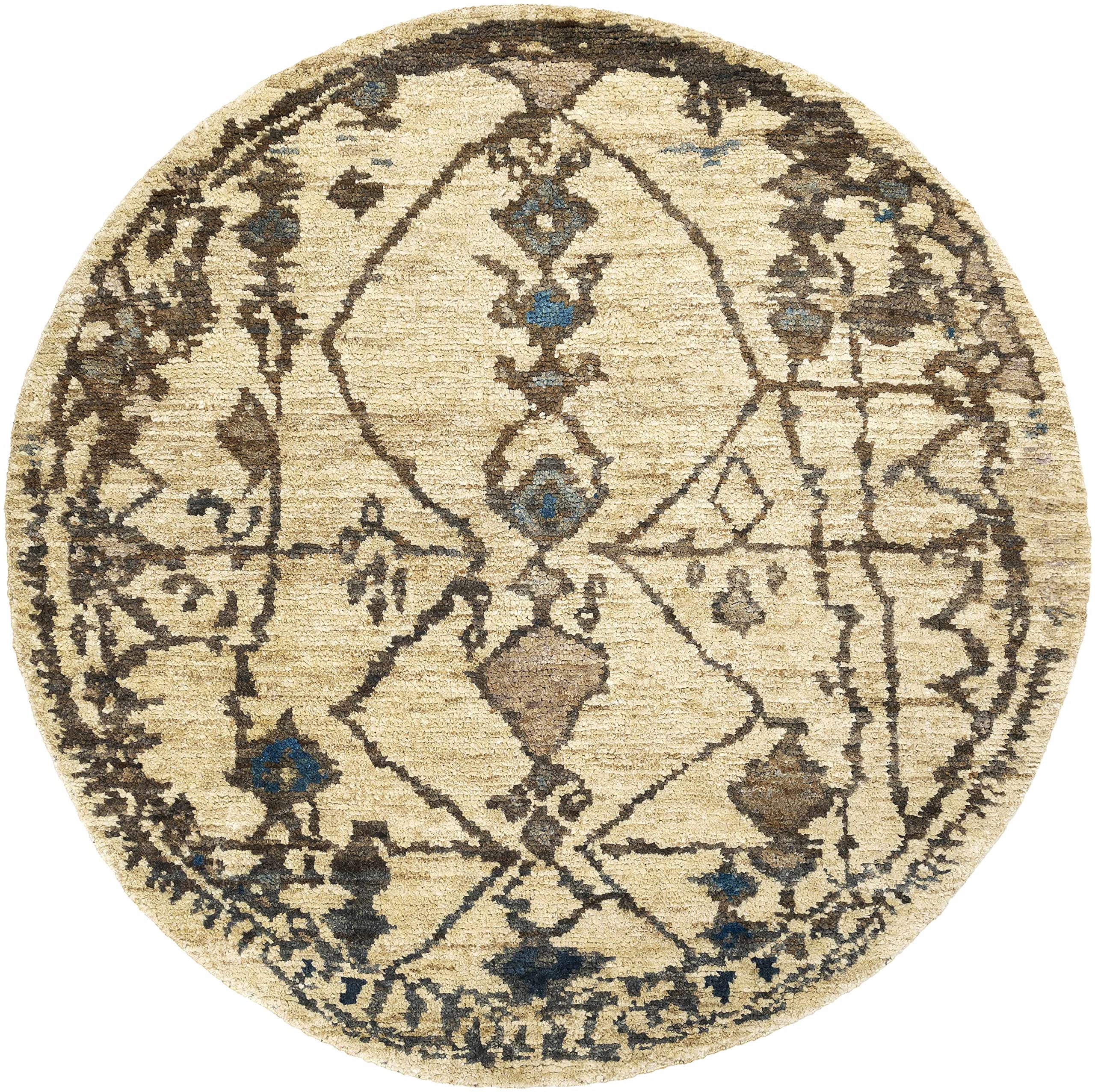 Hauteloom Glide Jute Area Rug 2' x 3' - Bohemian Transitional Style - Aqua Beige Tan - Perfect for Living Room Bedroom Home Decor - Soft Natural Fiber Rug for Cozy Spaces & Boho Chic Interiors