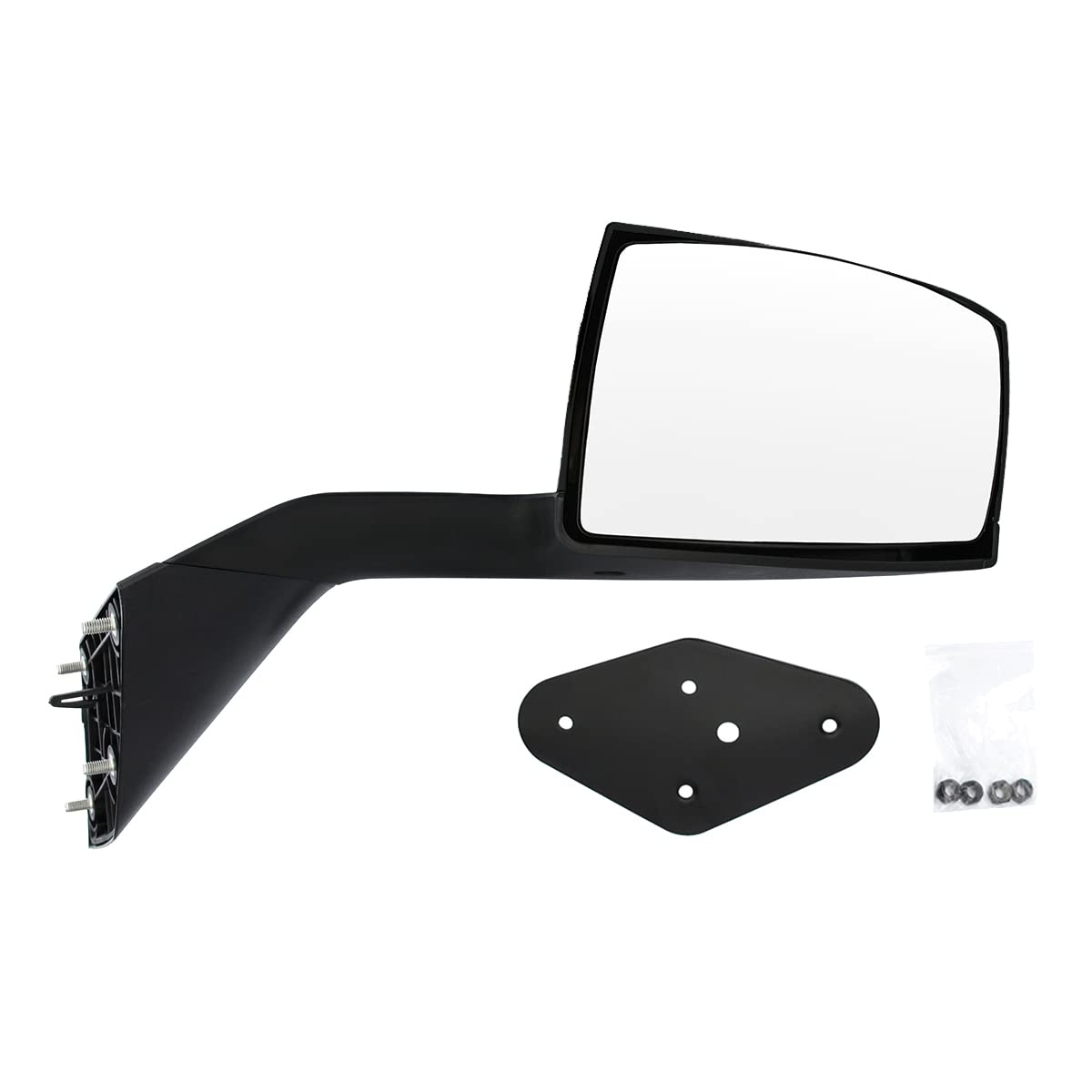 Volvo VNL Hood Mirror Assembly Replacement (2004-2014) - Right Passenger Side Black Truck Mirror with Arm - Perfect for Volvo VNL Long Haul Trucks & Highway Driving Safety