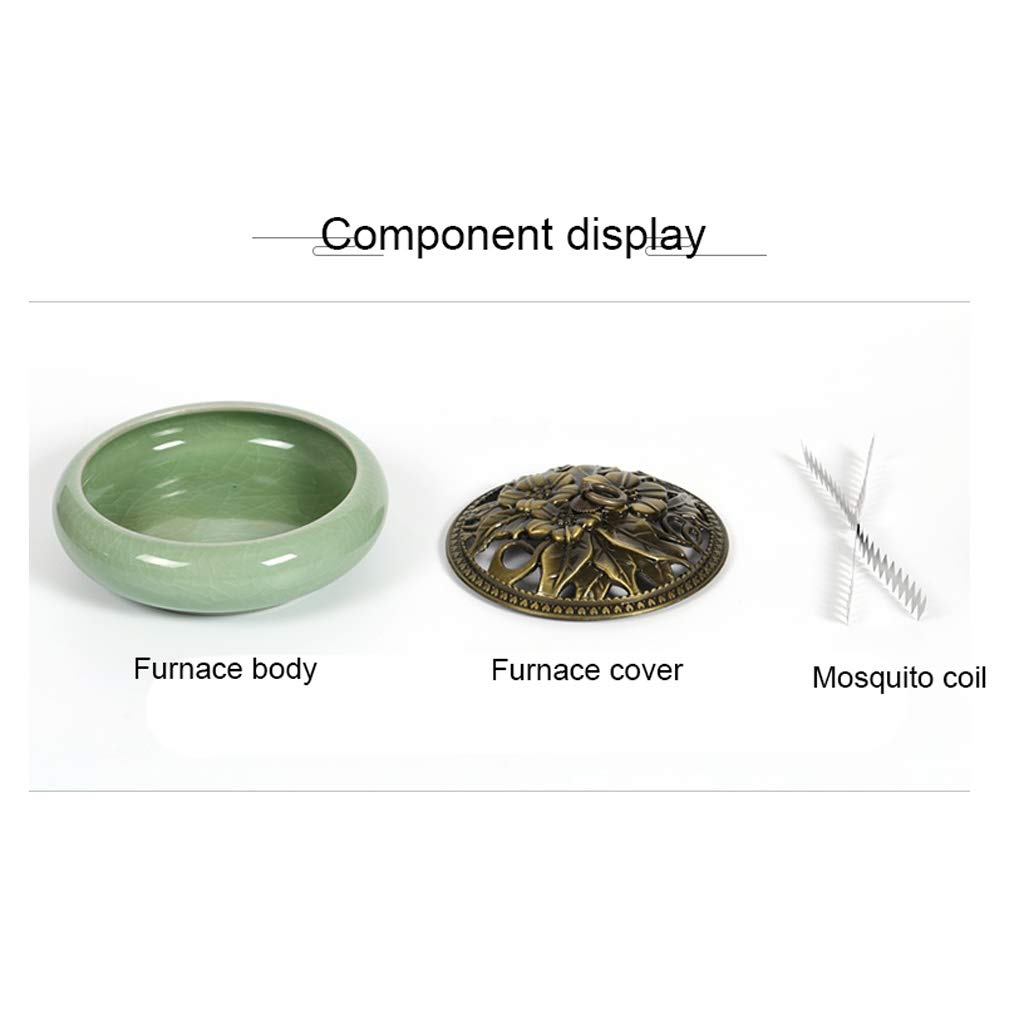 Ceramic Mosquito Coil Holder - Elegant Celadon Incense Burner for Indoor Use | Compatible with 2/4/6 Hour Coils, Tower & Stick Incense | Perfect for Home, Patio & Camping Mosquito Protection
