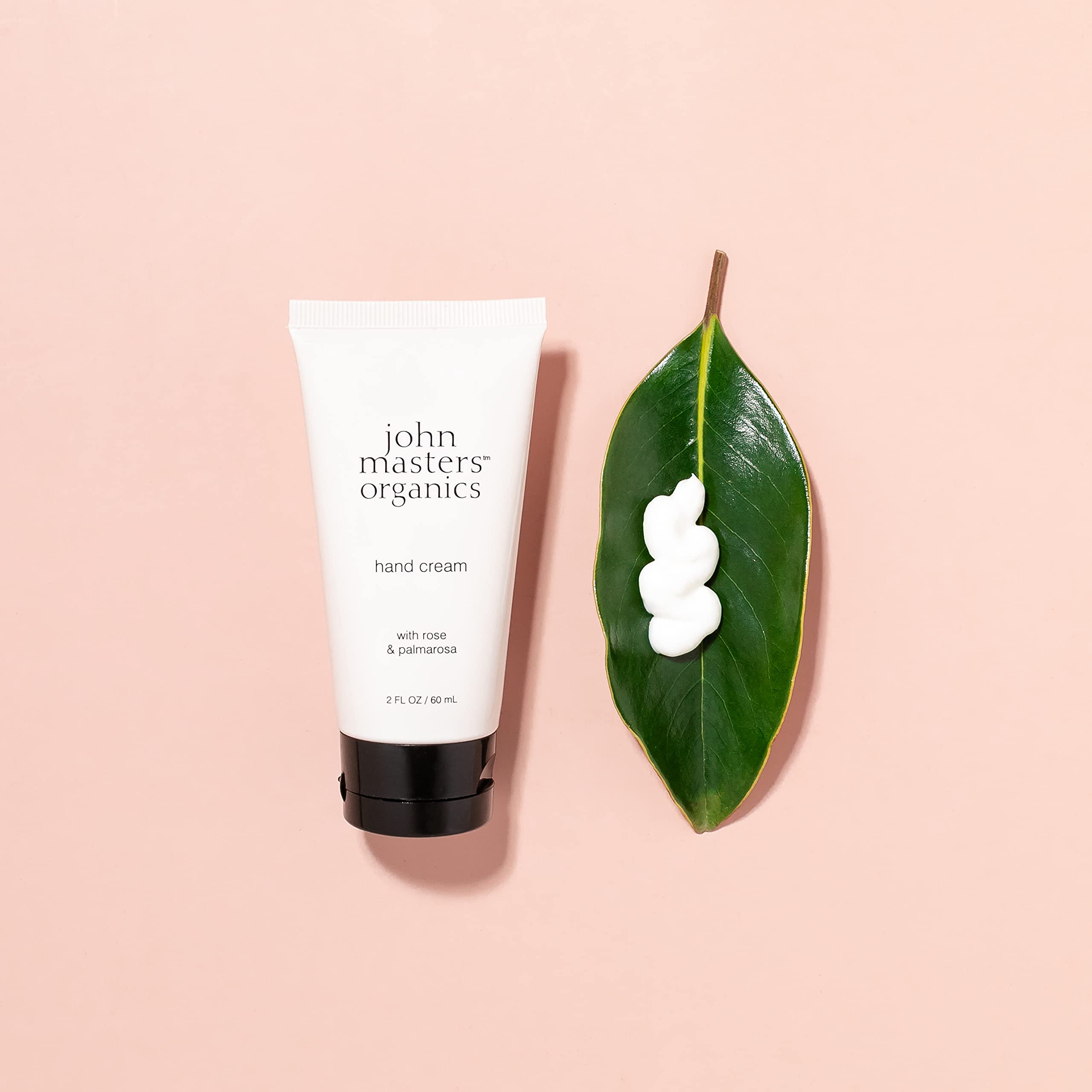 John Masters Organics Rose & Palmarosa Hand Cream 2 oz - Hydrating & Nourishing for Dry Skin - Perfect for Winter Care, Office Use & Travel