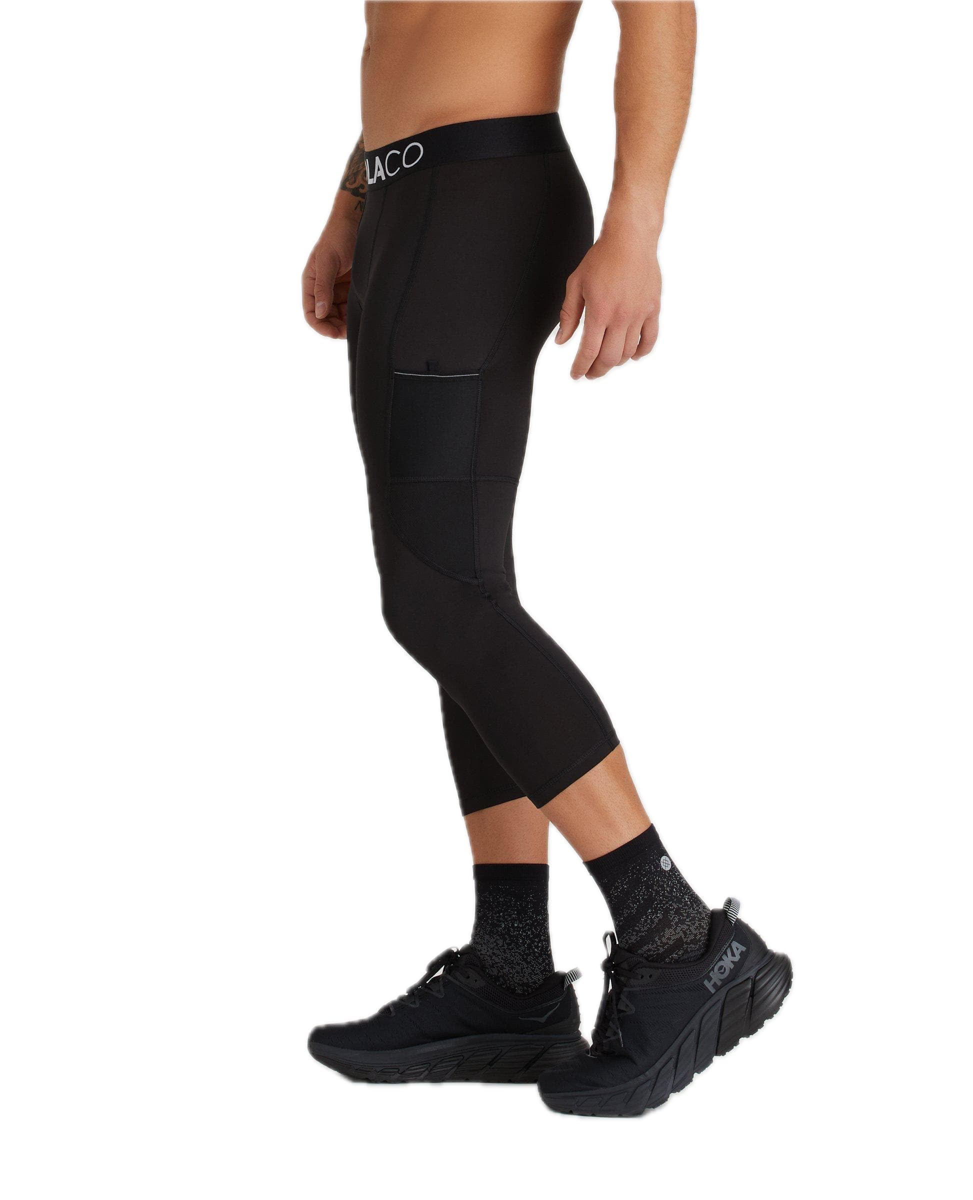 WOLACO Fulton 3/4 Compression Pants for Men - Athletic Baselayer Running Tights - Moisture Wicking Workout Leggings for Gym, Jogging & Outdoor Sports