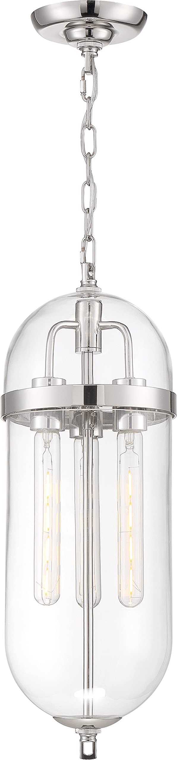 Nuvo 60/6933 Fathom 3-Light Pendant Fixture in Polished Nickel with Clear Glass Shade - Perfect for Kitchen Island, Dining Room, or Entryway Lighting