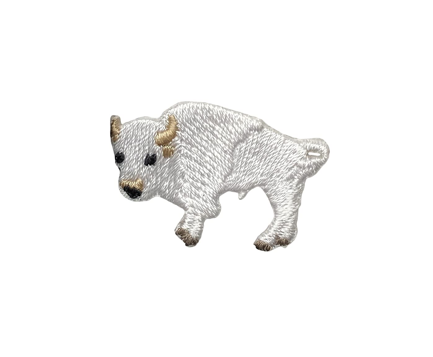 Mini White Buffalo American Bison Embroidered Iron-On Patch for Jackets, Hats & DIY Crafts - Durable Sew-On Applique for Clothing & Accessories