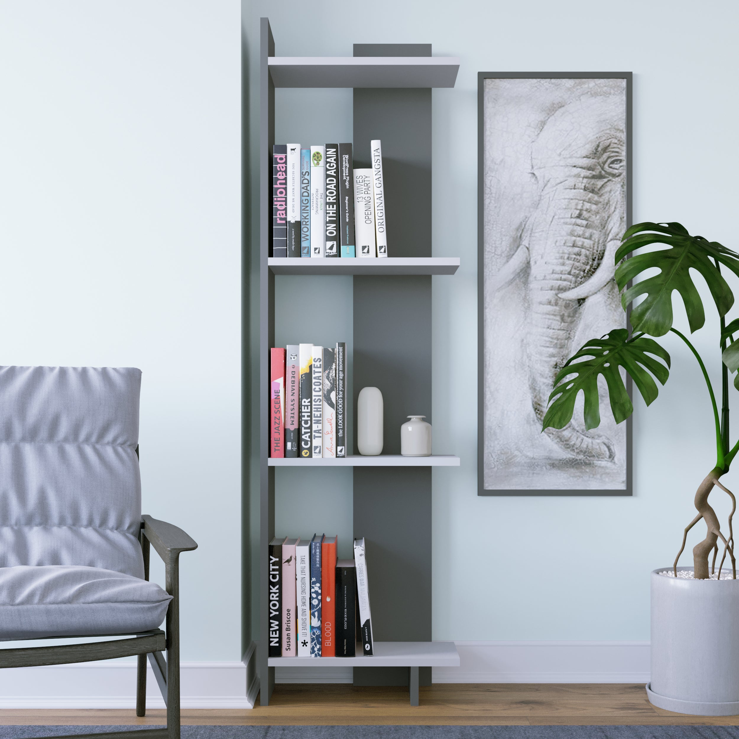 Stylish Rodney Bookcase - Modern Wooden Bookshelf for Home & Office - Perfect for Living Room, Bedroom, and Study Room Organization