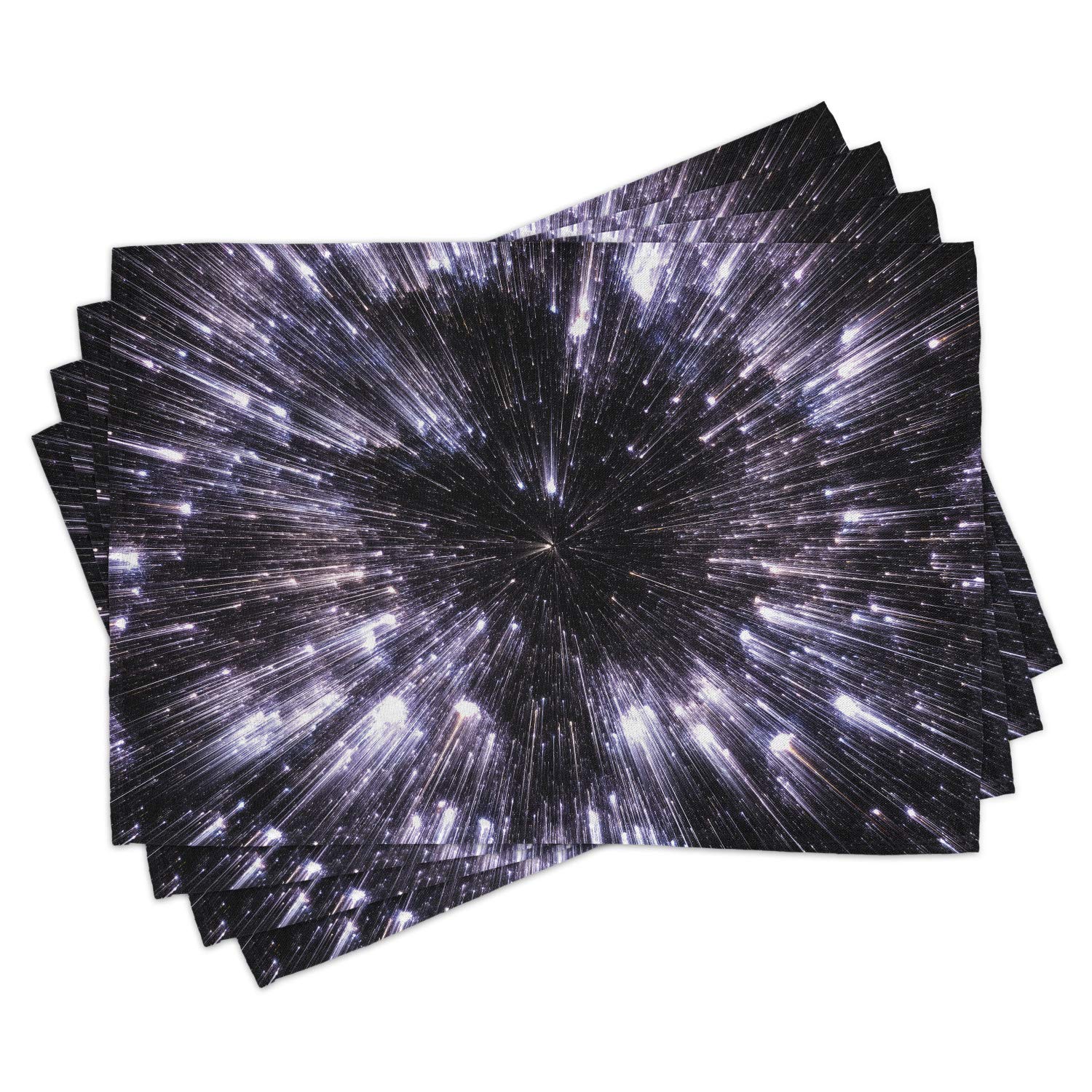 Ambesonne Galaxy Place Mats Set of 4 - Space Travel Universe Themed Washable Fabric Placemats for Dining Table & Kitchen Decor in Violet Black White | Perfect for Sci-Fi Parties, Modern Home Decor & Space Enthusiasts