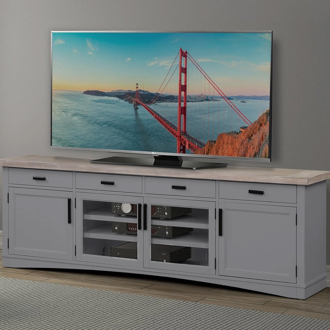 Modern Roots TV Stand with Storage - Rustic Wood Entertainment Center for Living Room - Perfect for TVs up to 65
