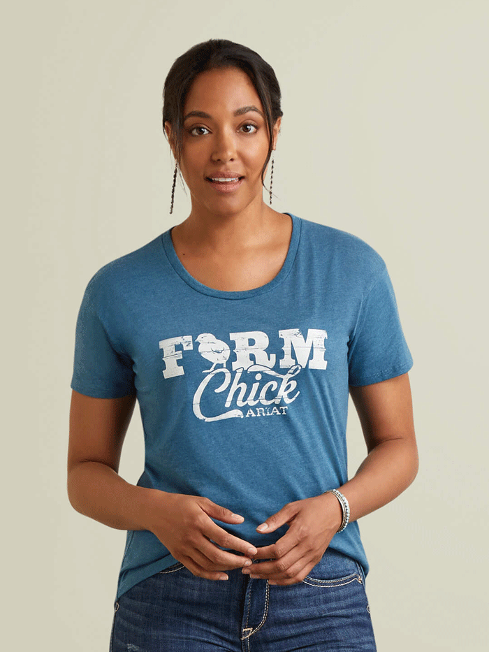 Ariat Women's Farm Life T-Shirt - Steel Blue Heather | Comfortable Casual Wear for Farming, Riding & Outdoor Activities