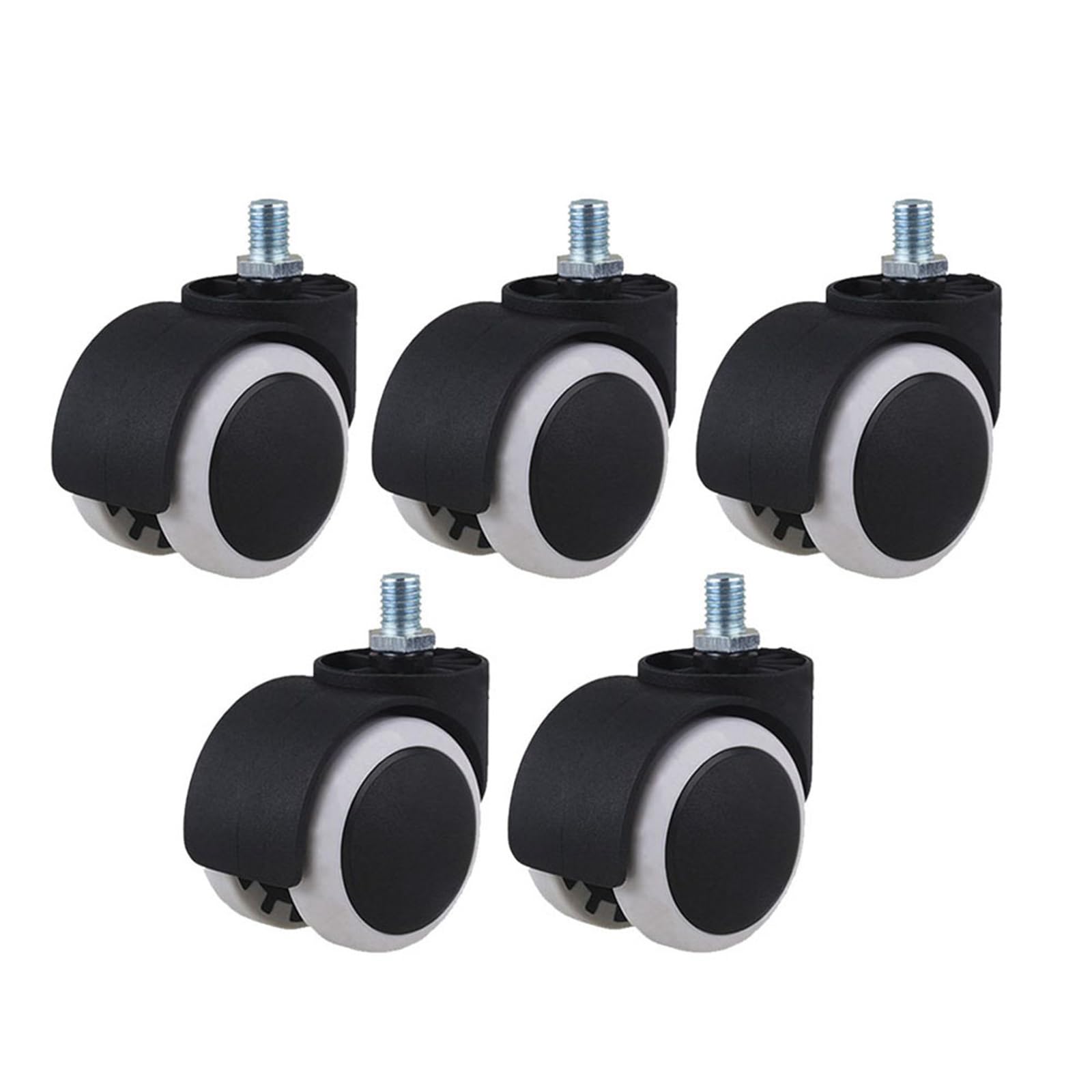 BIVOO 5-Pack Swivel Caster Wheels for Office Chairs, Furniture, Sofa Beds & Storage Shelves - Universal Threaded Stem Replacement Casters for Smooth Mobility in Home & Office Use