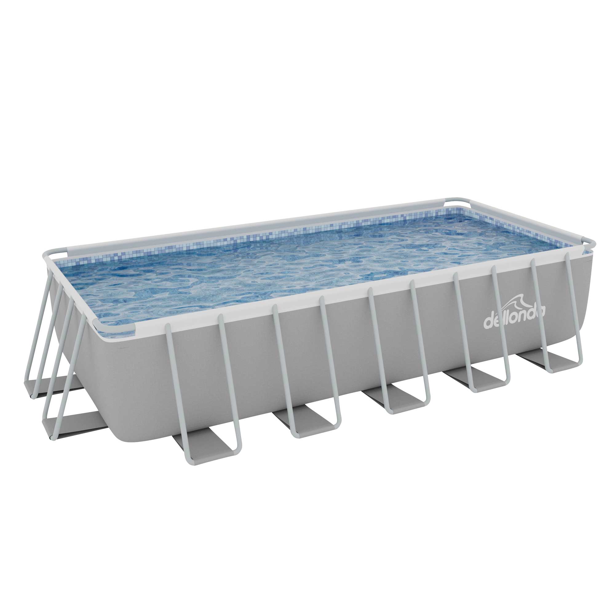 Dellonda 21ft Deluxe Rectangular Steel Frame Swimming Pool with Step Ladder & Filter Pump DL150 - Perfect for Backyard Family Fun, Summer Parties & Outdoor Relaxation