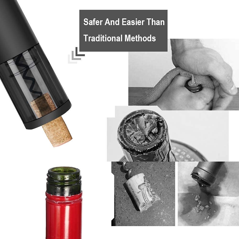Rechargeable Electric Wine Bottle Opener Set with Automatic Corkscrew, Foil Cutter & Pourer - USB Charging for Easy Wine Opening - Perfect for Home Bars, Parties & Gifts