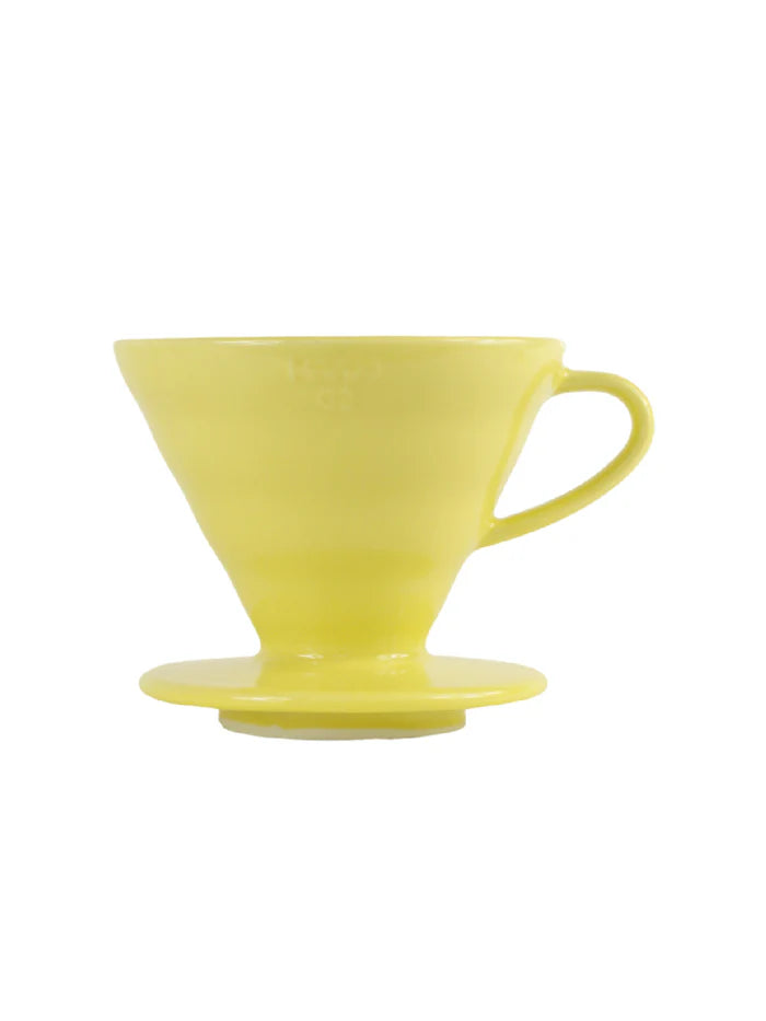 Hario V60 02 Ceramic Coffee Dripper - Lemon Yellow Pour Over Brewer for Specialty Coffee & Single Origin Beans | Perfect for Home Baristas & Coffee Enthusiasts