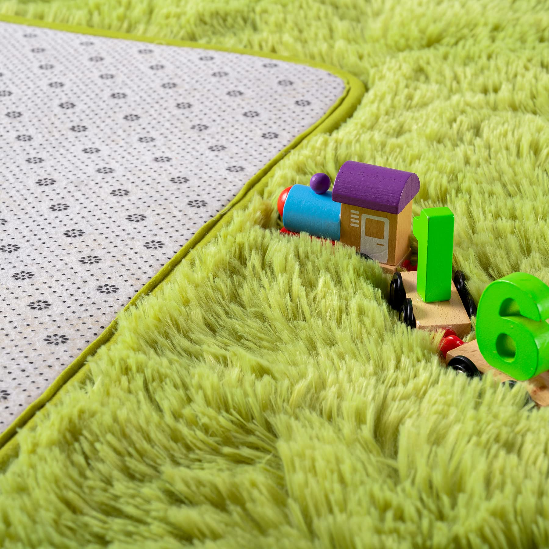 Noahas Luxury Fluffy Shag Rug - Ultra Soft Furry Carpet for Bedroom, Living Room, Nursery - 6x9 Feet Green Modern Home Decor - Perfect for Kids Room, Girls Room & Cozy Floor Accent