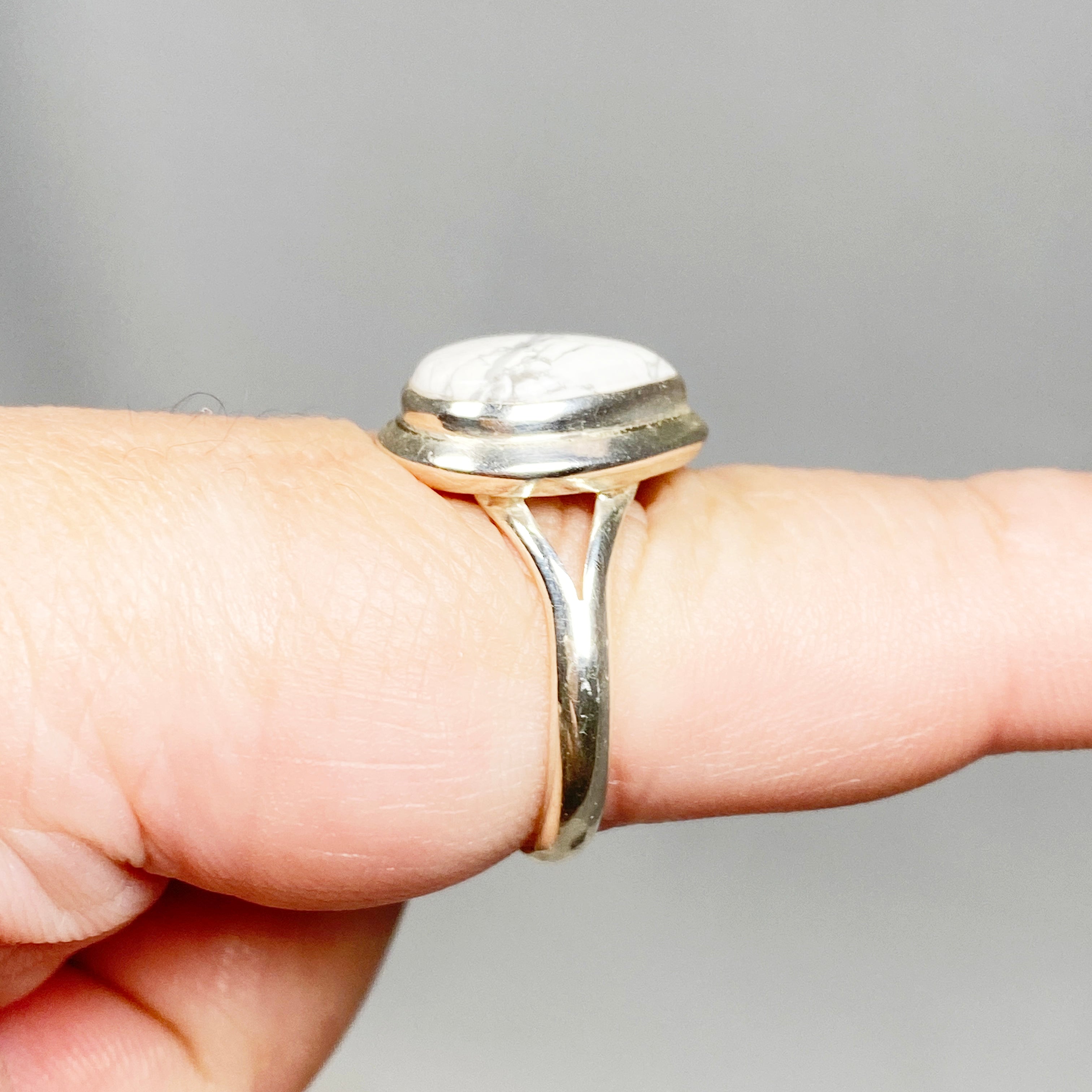 Howlite Teardrop Ring for Women - Size 10 Silver Plated Boho Jewelry KRGJ3083 | Perfect for Meditation, Yoga & Spiritual Healing