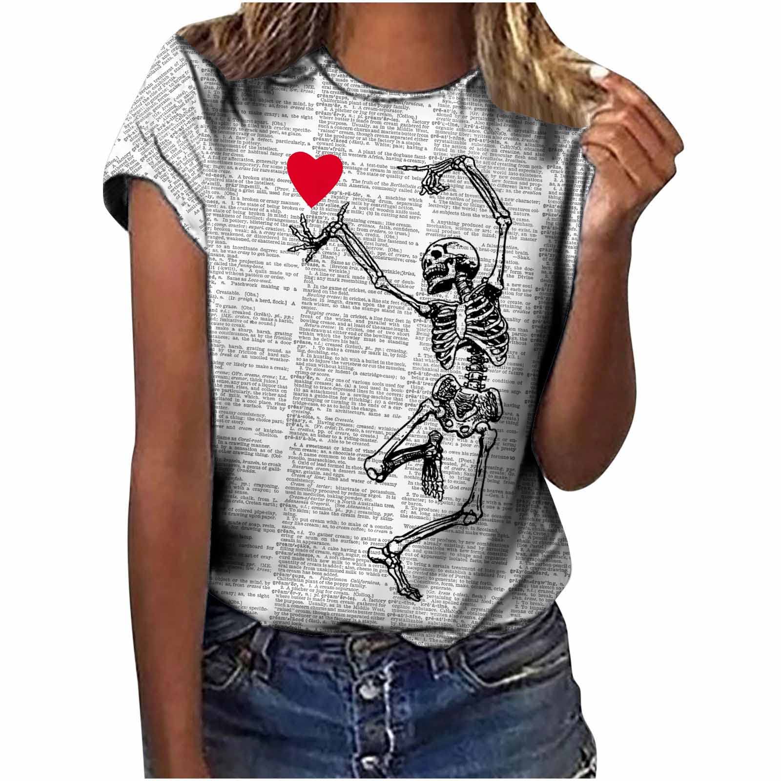 Funny Flower Print T-Shirts for Women - Loose Fit Casual Short Sleeve Tunic Tops - Summer Blouses for Outdoor Activities & Daily Wear