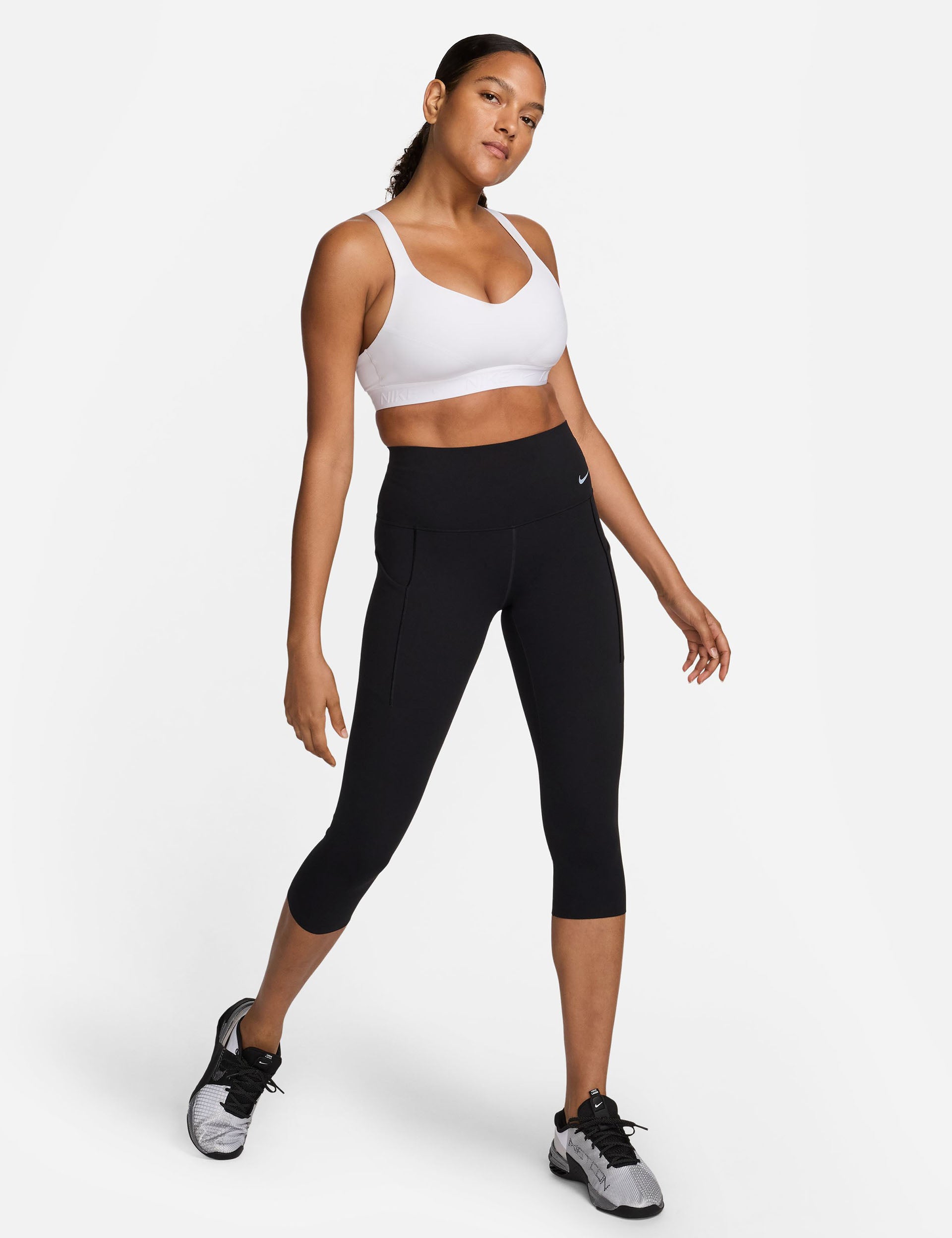 Indy High Support Sports Bra for Women - Breathable & Comfortable Workout Top in White/Stone Mauve - Perfect for Running, Yoga & Gym