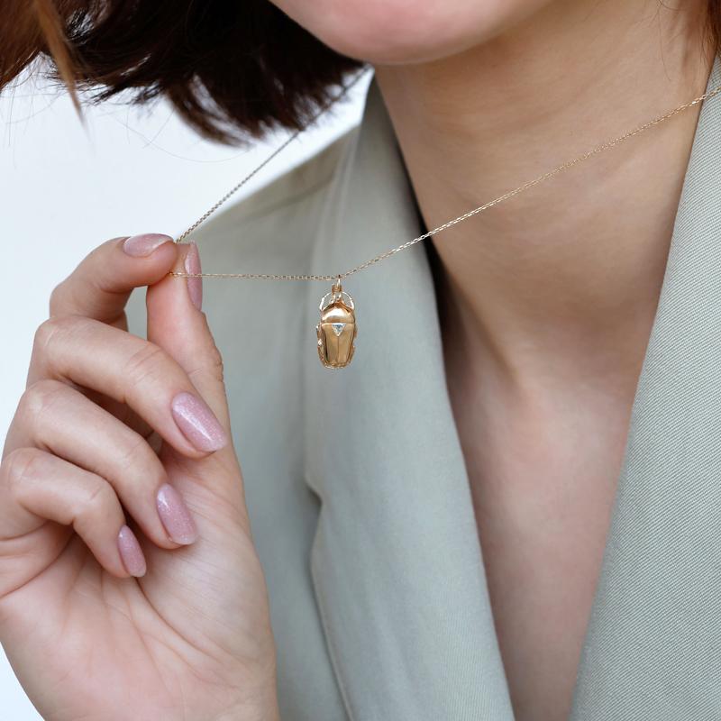 Exquisite Diamond Scarab Necklace for Women - 14K Gold Egyptian Jewelry - Perfect for Gifts, Weddings & Special Occasions