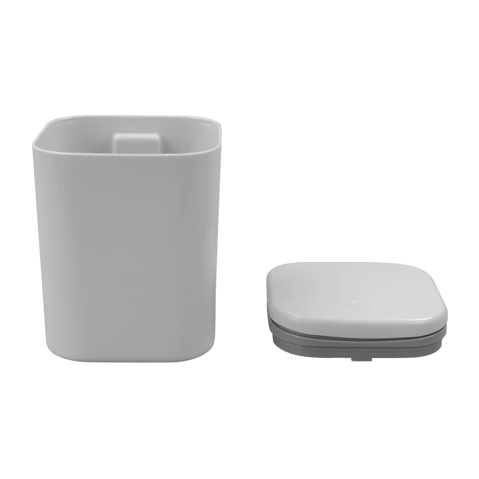 Begale 0.5 Gallon Small Plastic Trash Can with Lid - Compact Mini Waste Bin for Bathroom, Office, or Bedroom - Space-Saving Gray Garbage Can for Home & Office Use