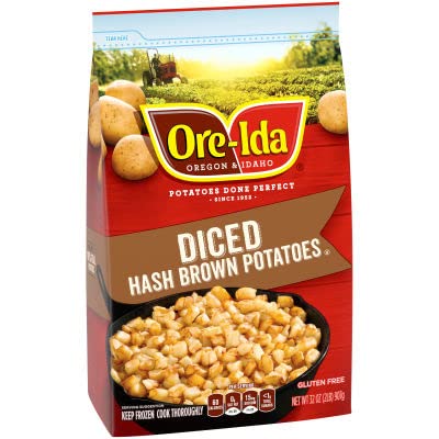 Ore-Ida Diced Potato Hash Browns - Gluten Free, Kosher Certified, 60 Calories per Serving - 6 Pack (32 oz Each) - Perfect for Breakfast, Brunch & Meal Prep