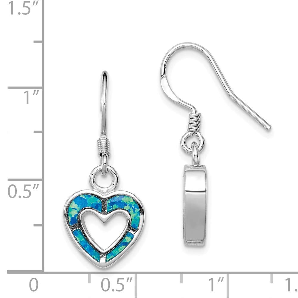 925 Sterling Silver Blue Inlay Created Opal Heart Earrings for Women | Dainty Jewelry Gift for Valentine's Day, Anniversary & Special Occasions