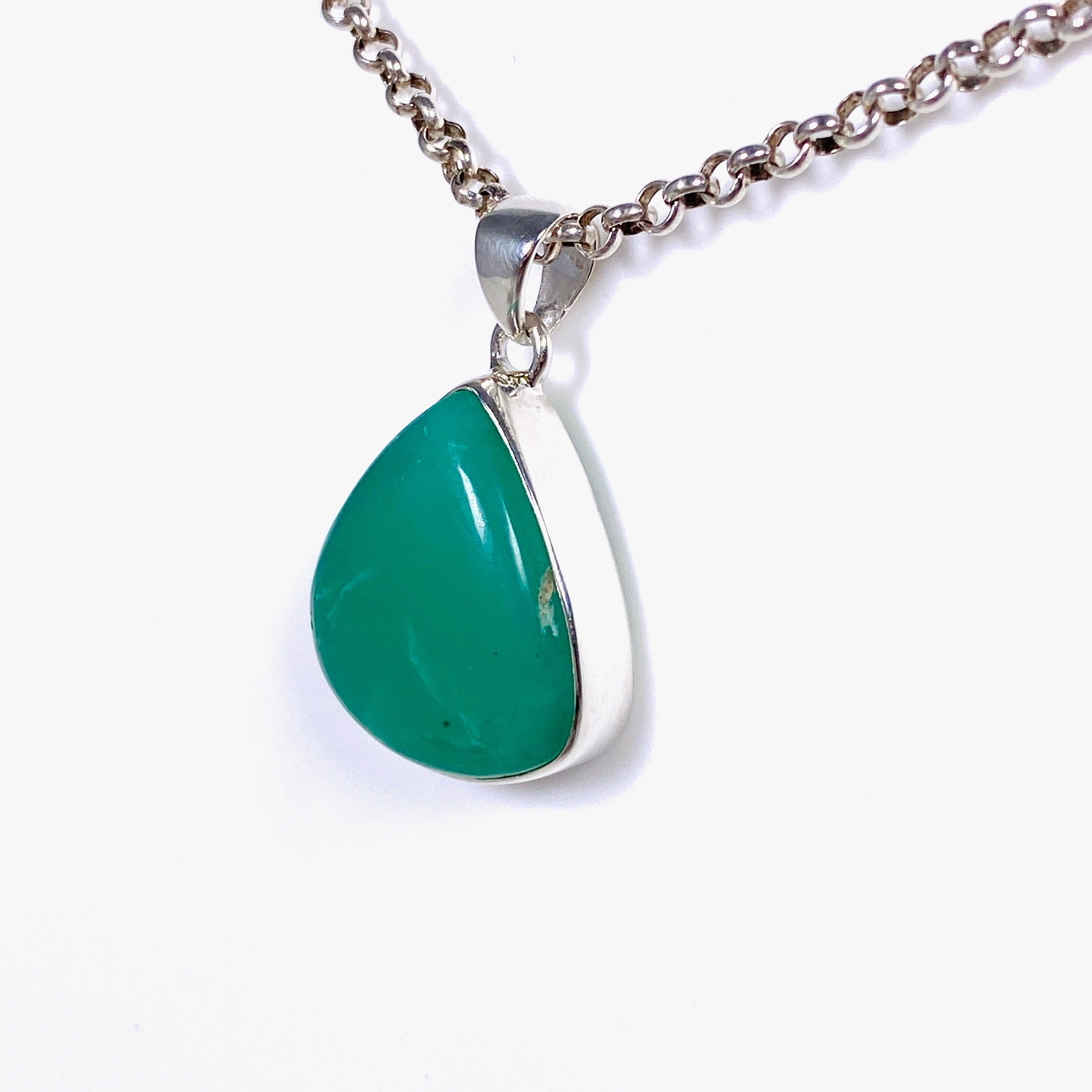 Natural Chrysoprase Teardrop Pendant Necklace KPGJ3922 - Elegant Gemstone Jewelry for Women, Perfect for Weddings, Parties & Everyday Wear