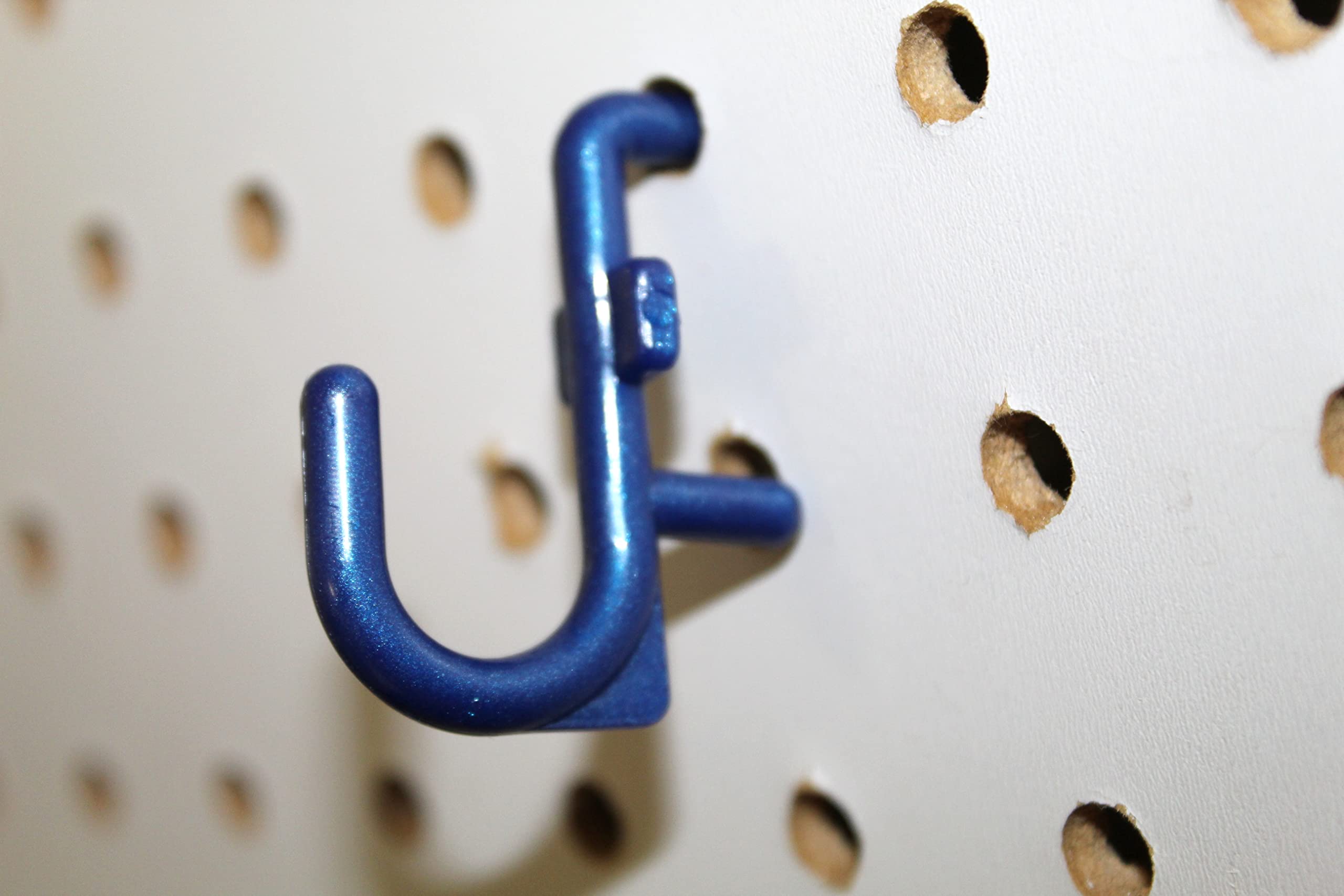 JSP Manufacturing Non-Locking Plastic J-Style Pegboard Hooks - 250-Pack Blue Pegboard Accessories for Garage Tool Storage, Craft Organization & Workshop Wall Organization