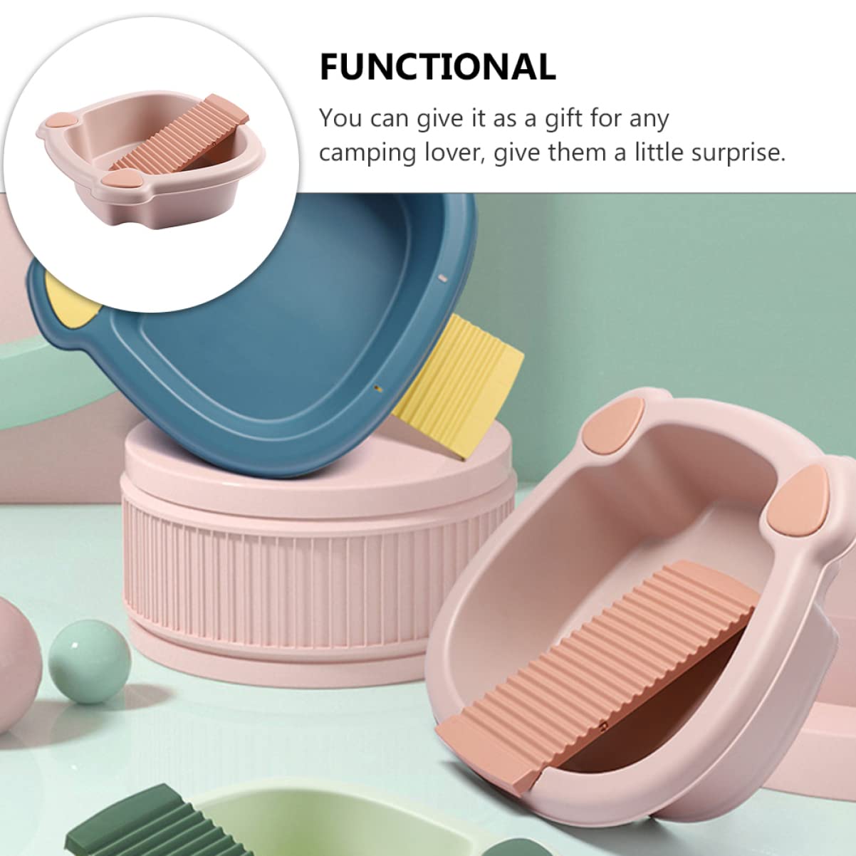 Portable Laundry Wash Basin with Scrubbing Board - Compact Hand Washing Tub for Delicate Clothes, Dormitory & Travel Use | Home, Camping & Emergency Washing Solution