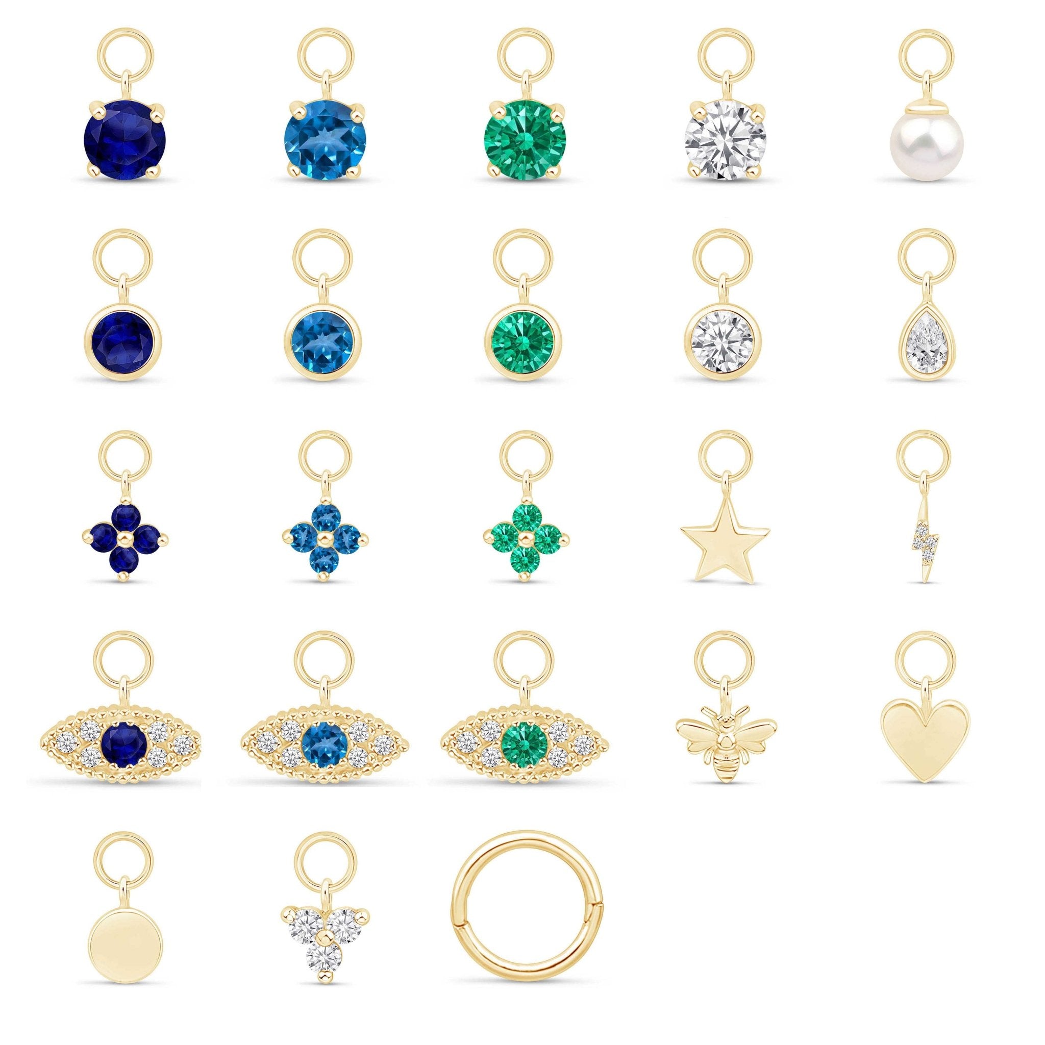 14k Yellow Gold Blue Topaz Bezel Set Hoop Charm Earrings - Elegant Jewelry for Women, Perfect for Parties, Weddings & Everyday Wear