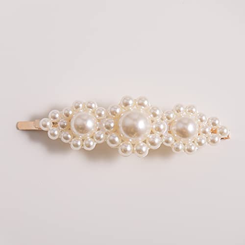 3-Piece Iskrra Metal Pearl Hair Clips for Women and Girls - Elegant Gold Hairpins for Wedding, Party & Everyday Styling