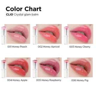 CLIO Crystal Glam Balm - 6 Vibrant Lip Tint Shades (3.2g) | Hydrating & Long-Lasting Lip Balm for Daily Wear, Date Night & Special Occasions