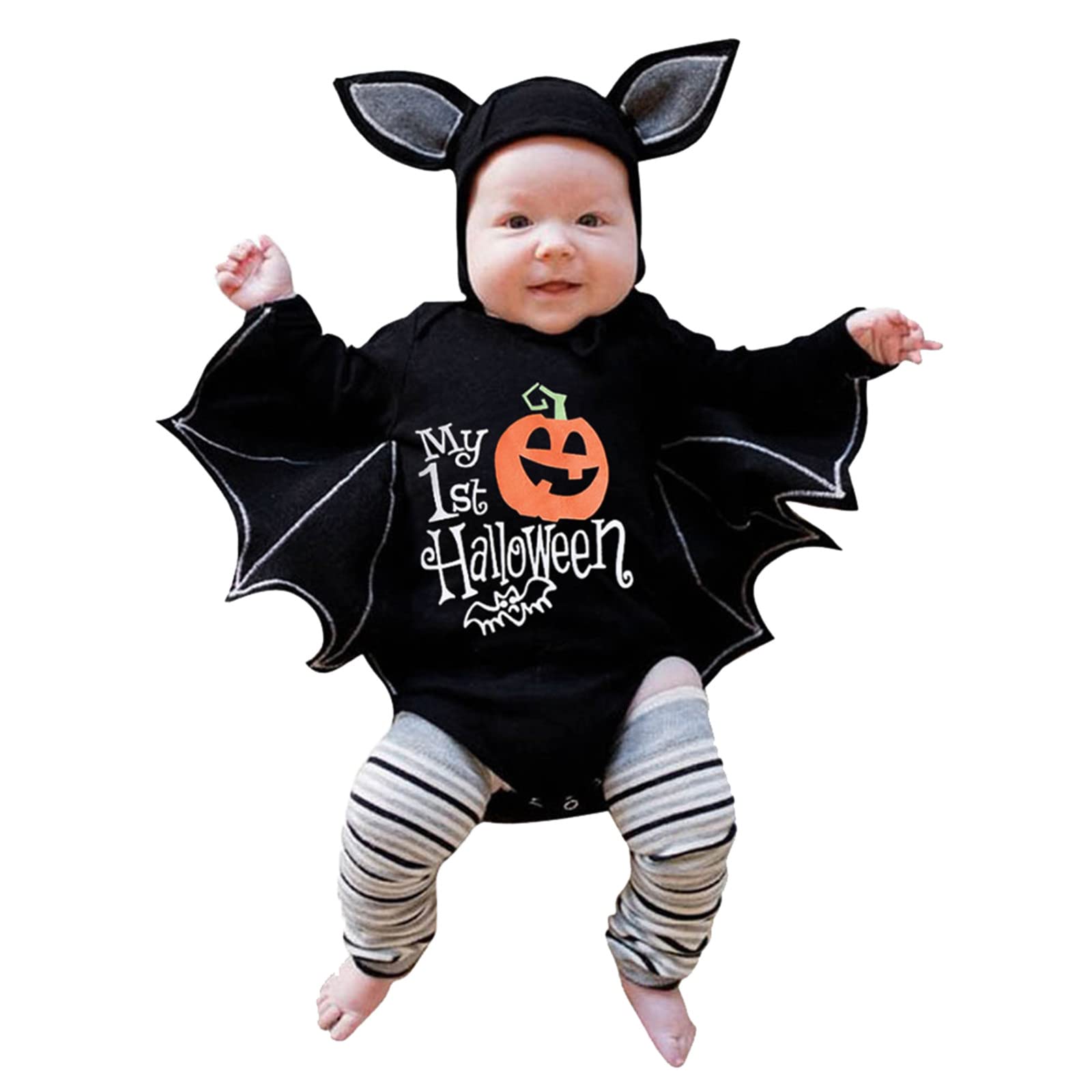 Adorable Halloween Baby Costume - Pumpkin Ghost Print Long Sleeve Jumpsuit with Bell Bottoms for Newborn Boys & Girls | Perfect for Trick-or-Treating, Photo Shoots & Holiday Parties