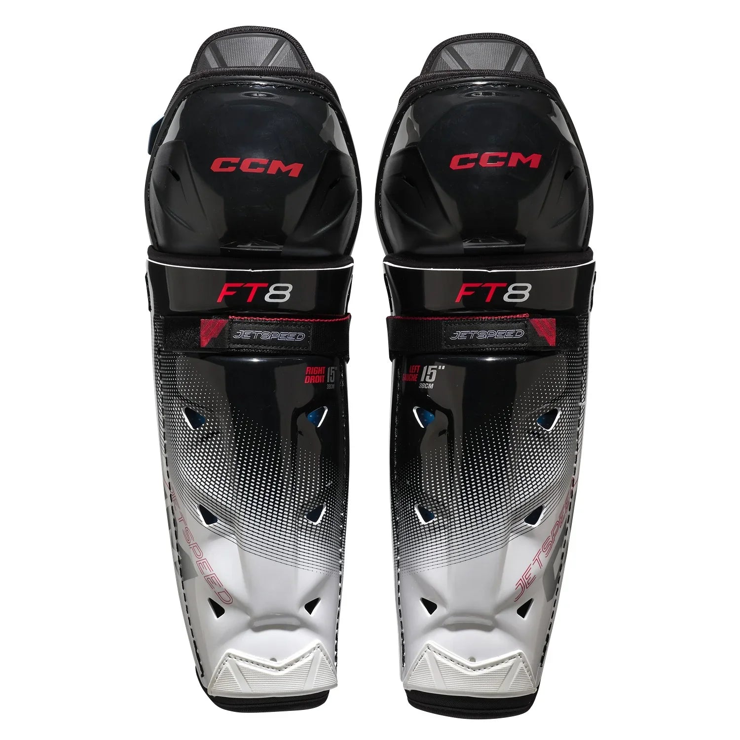 CCM Jetspeed FT8 Senior Hockey Shin Guards - Lightweight & Protective for Ice Hockey Players - Perfect for Games & Training Sessions
