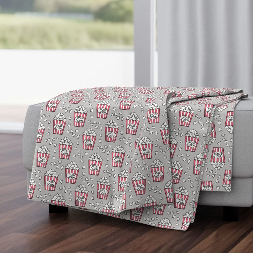 Luxe Velvet Throw Blanket 50x70 Inches - Soft Popcorn Light Grey Vintage Retro Print for All Seasons | Cozy Home Decor, Sofa Cover, Bed Accent, Gift Idea